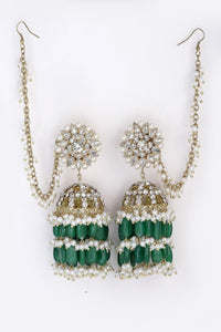 Mint Green Jhumka with hair chain