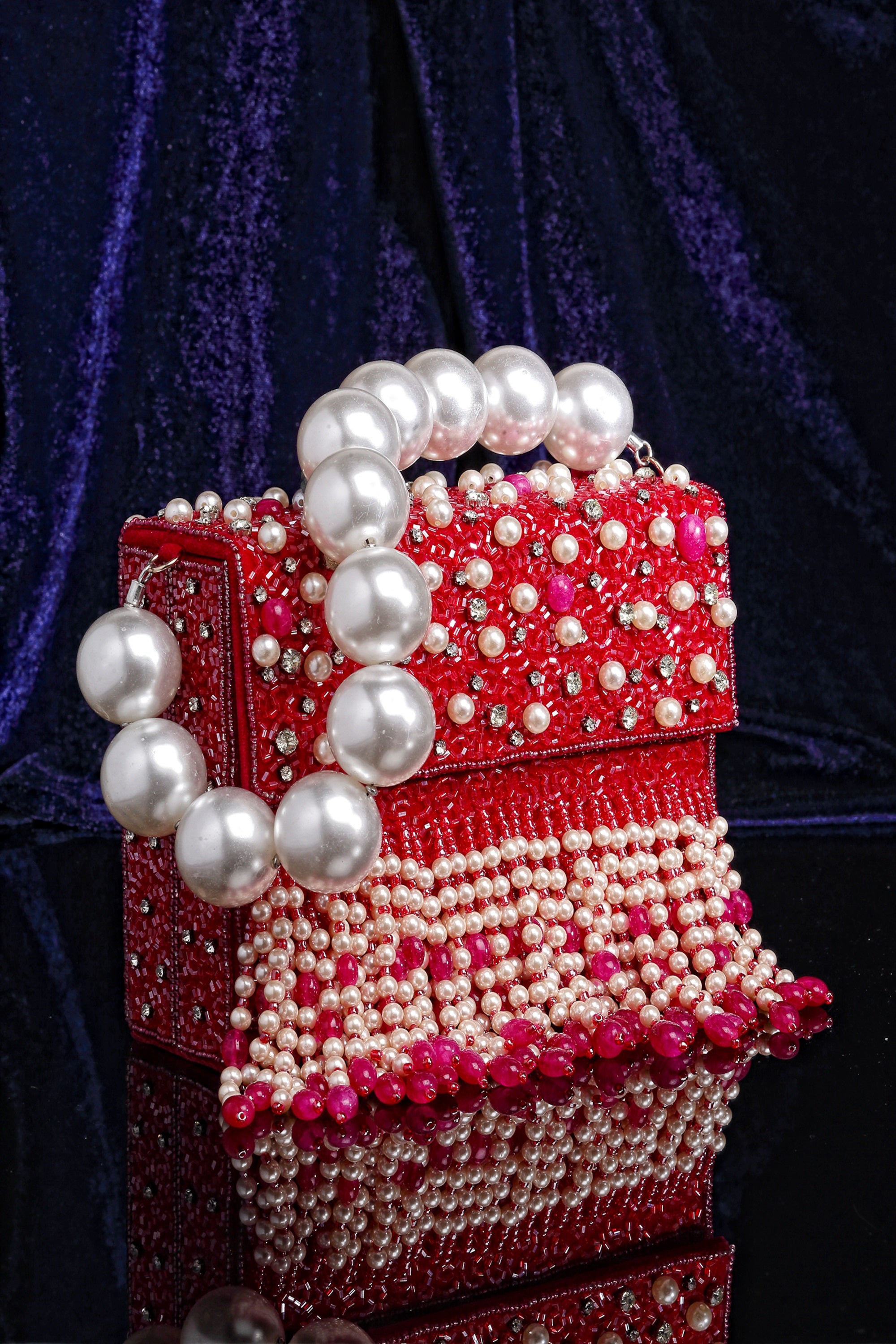Geo Series Pearl and Crystal clutch