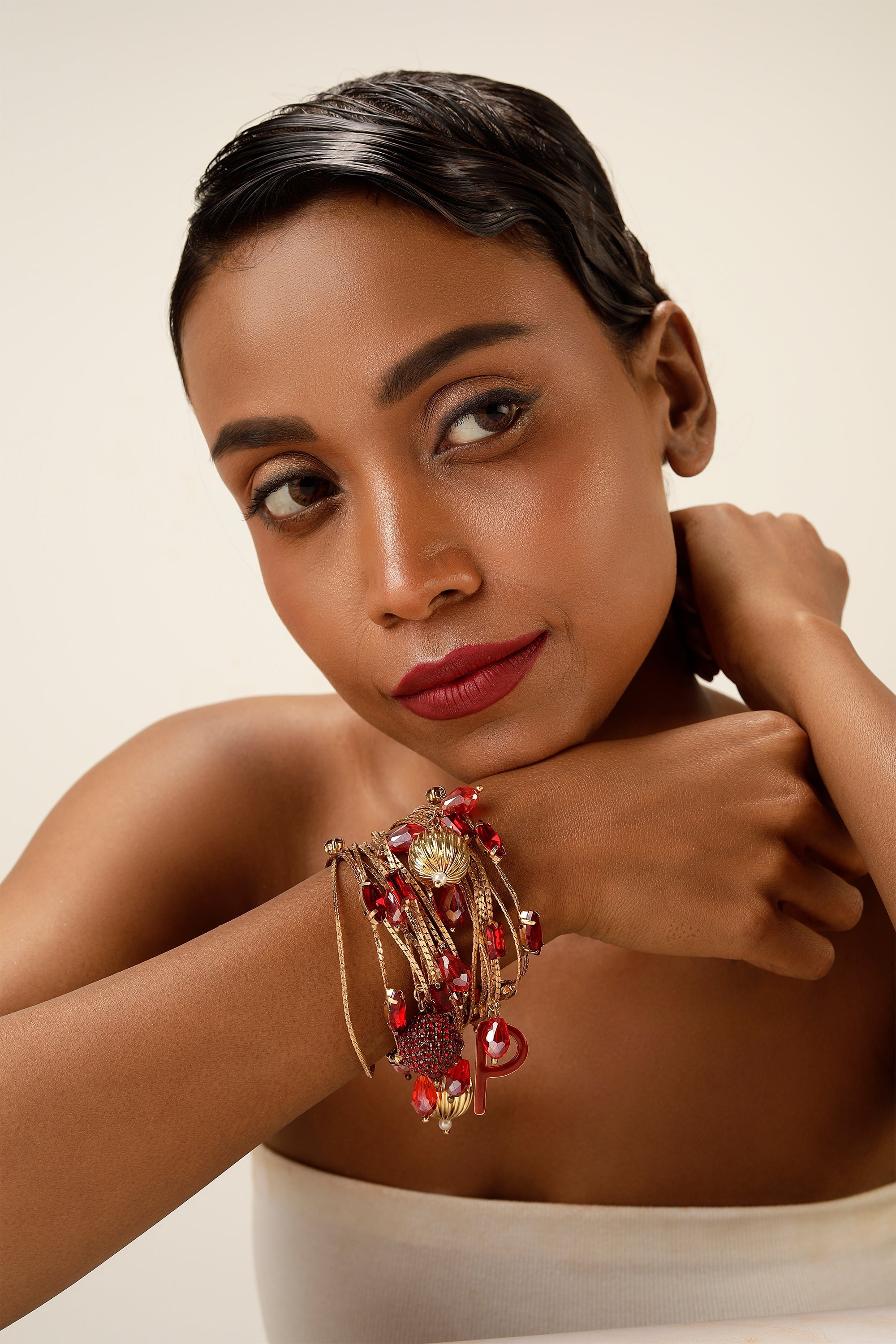 Personalised Ruby Multi-Row Bracelet
