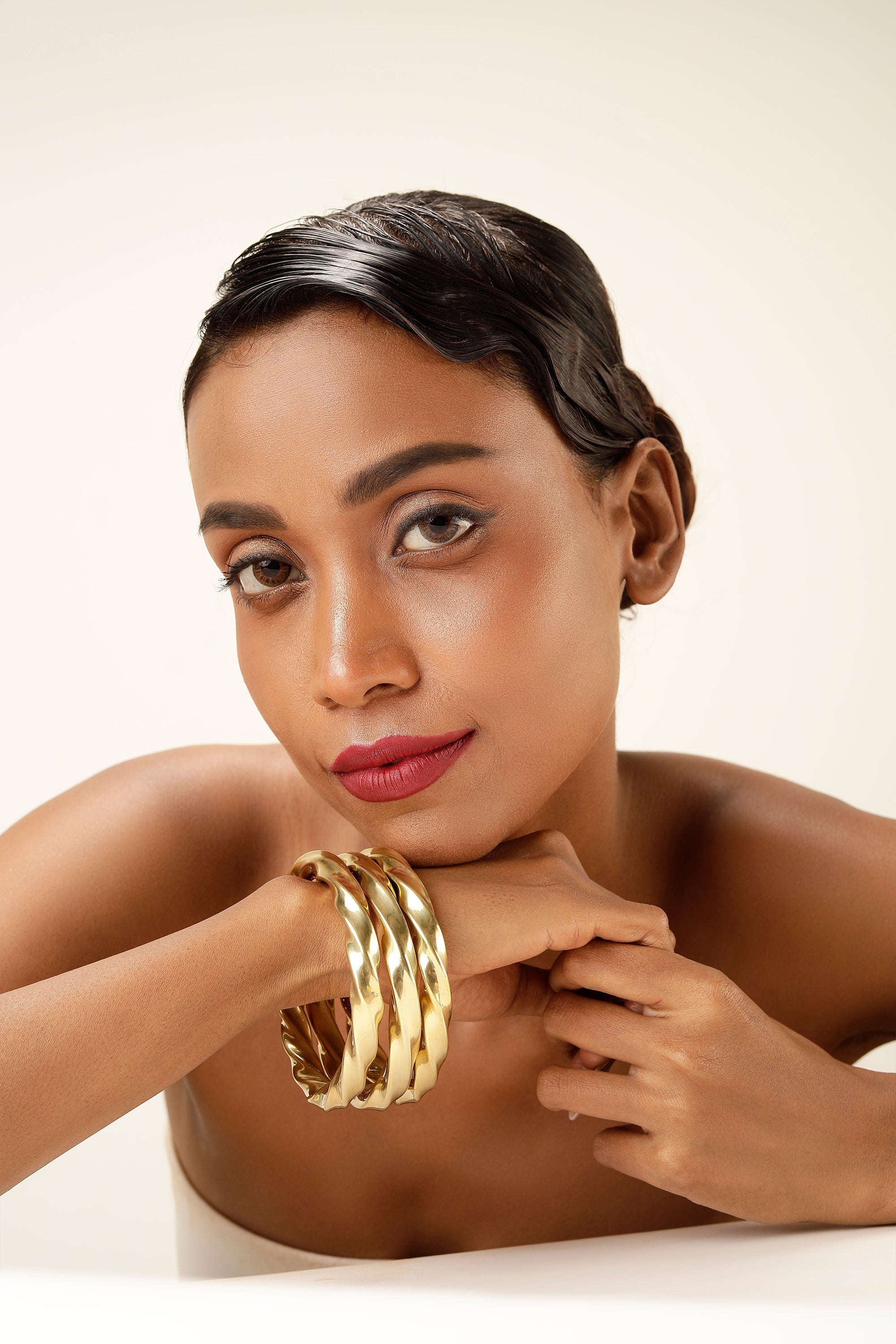 Golden Twist Bangle Set