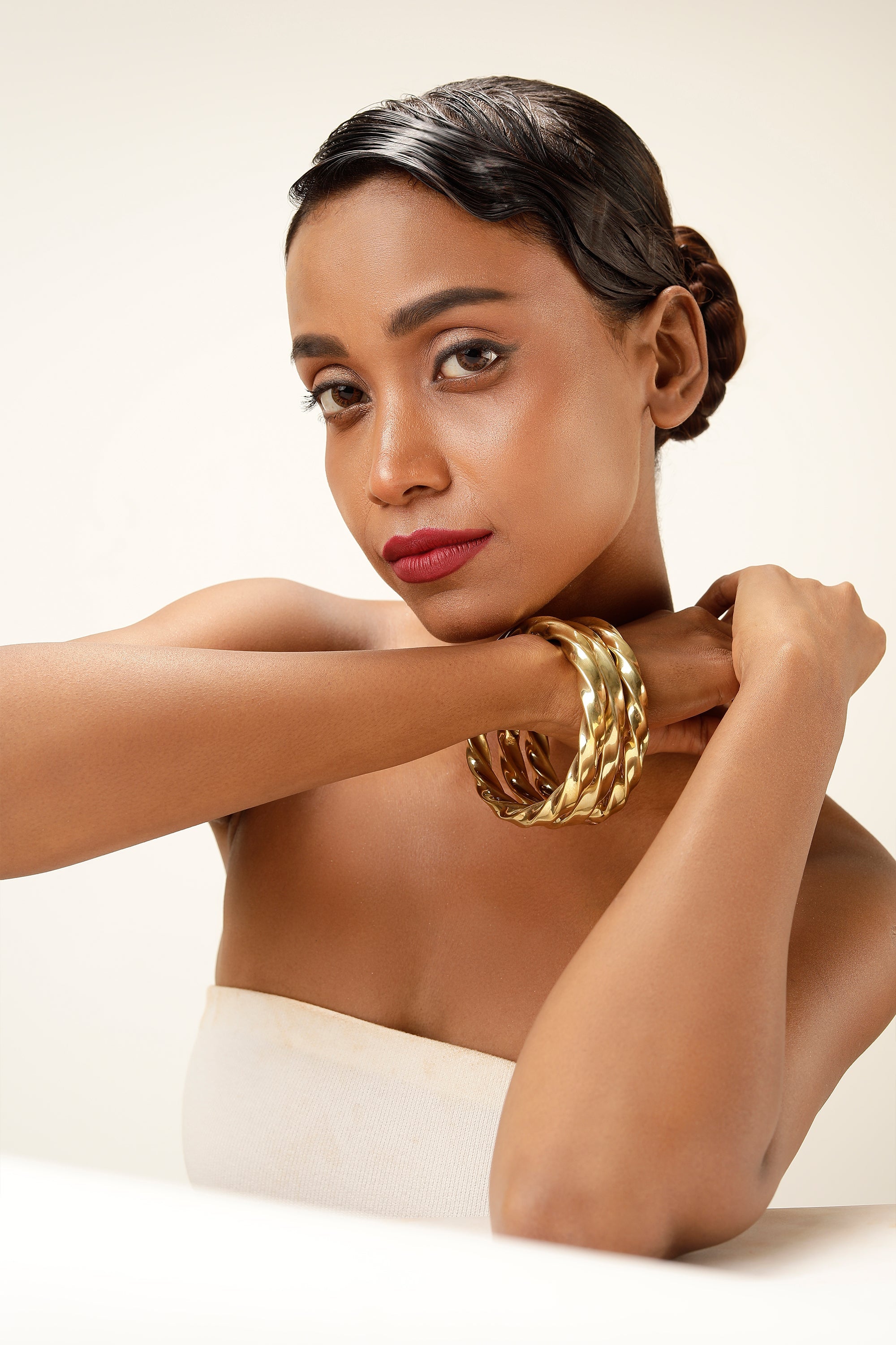Golden Twist Bangle Set