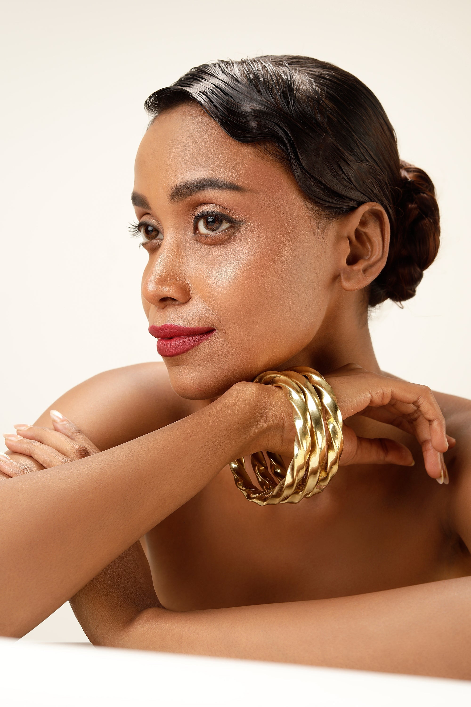 Golden Twist Bangle Set