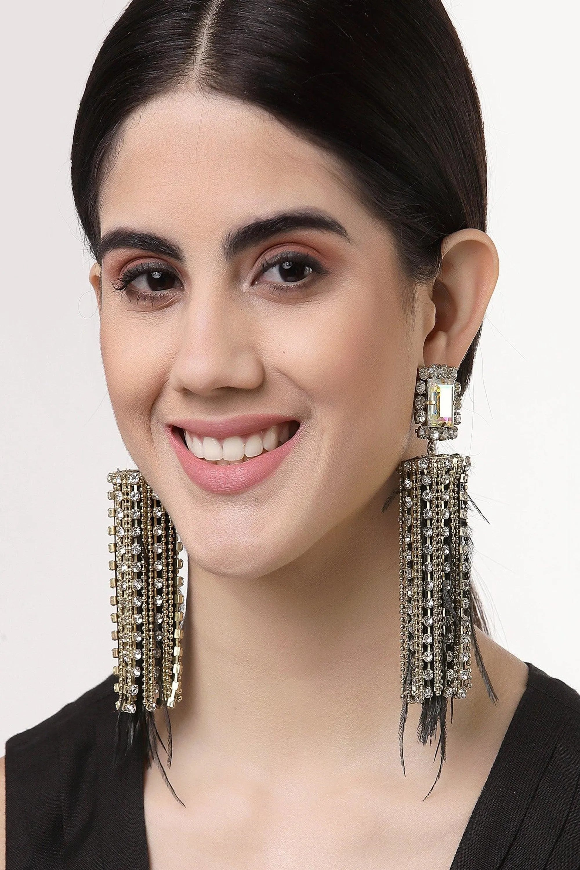 Feather Shoulder Duster Earrings