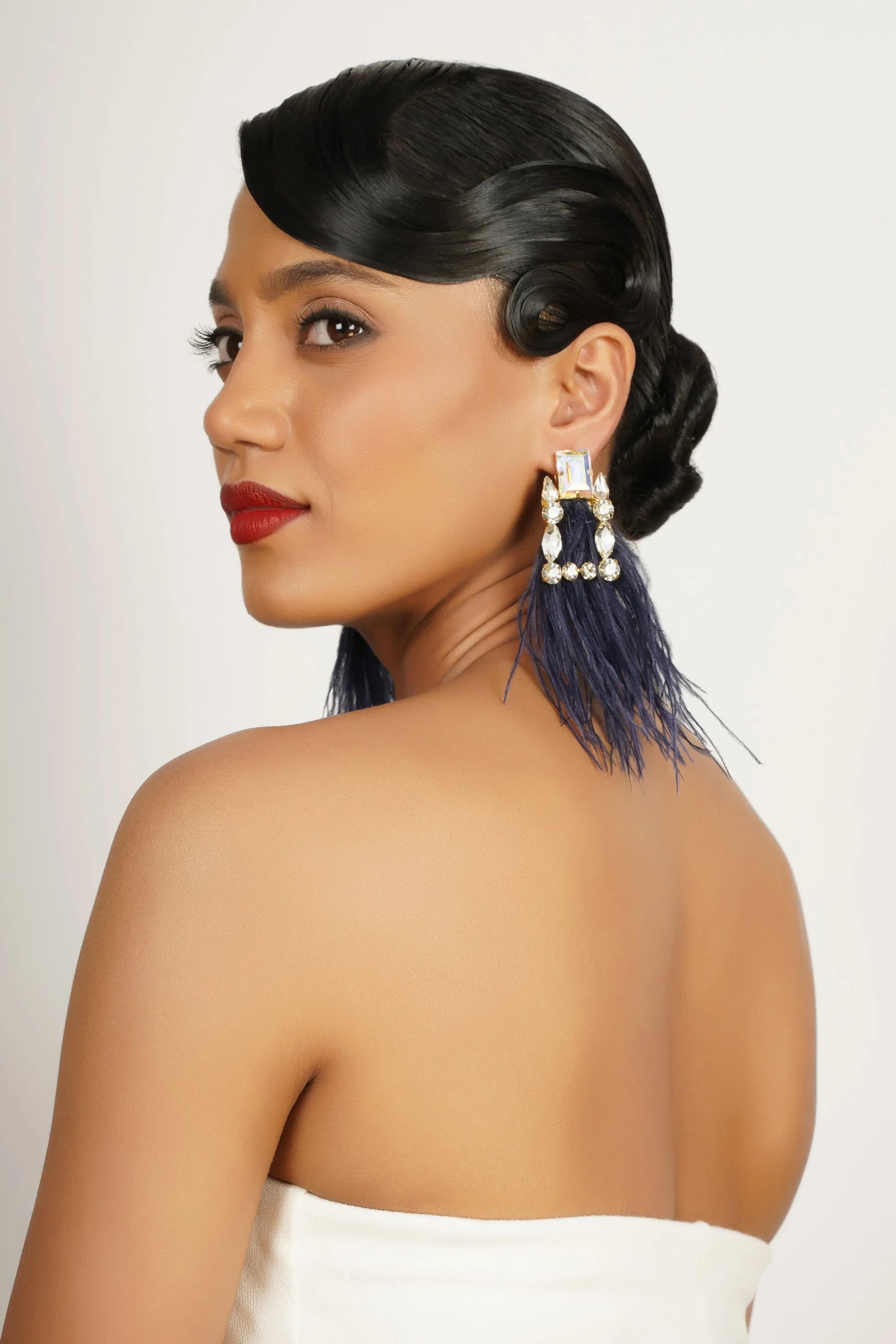 Blue Feather Earrings