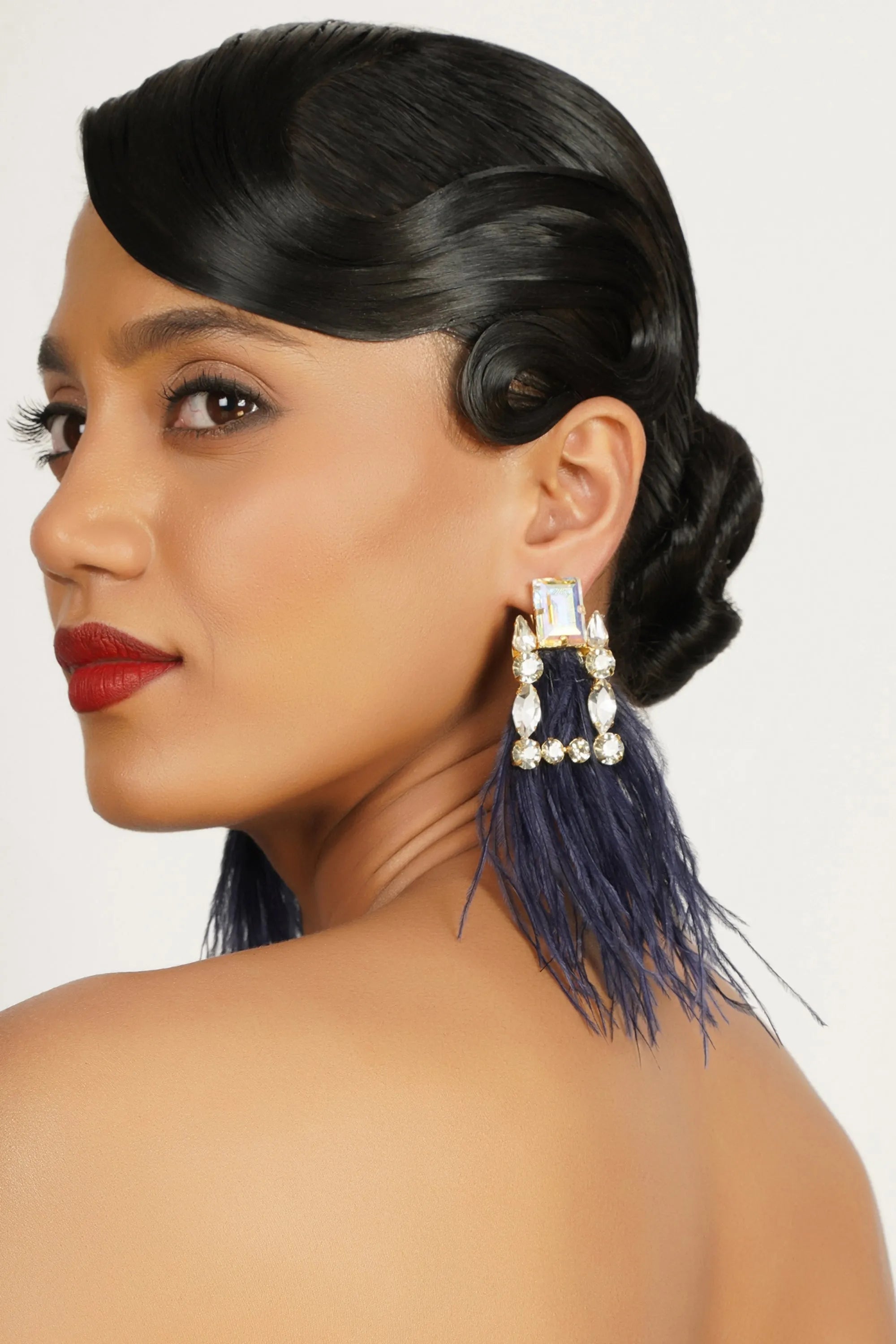 Blue Feather Earrings