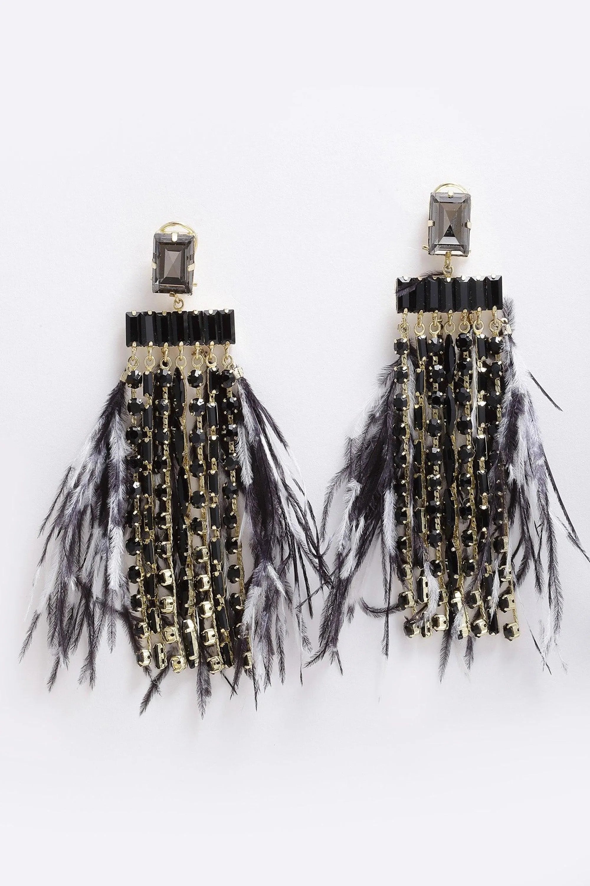 black feather earrings