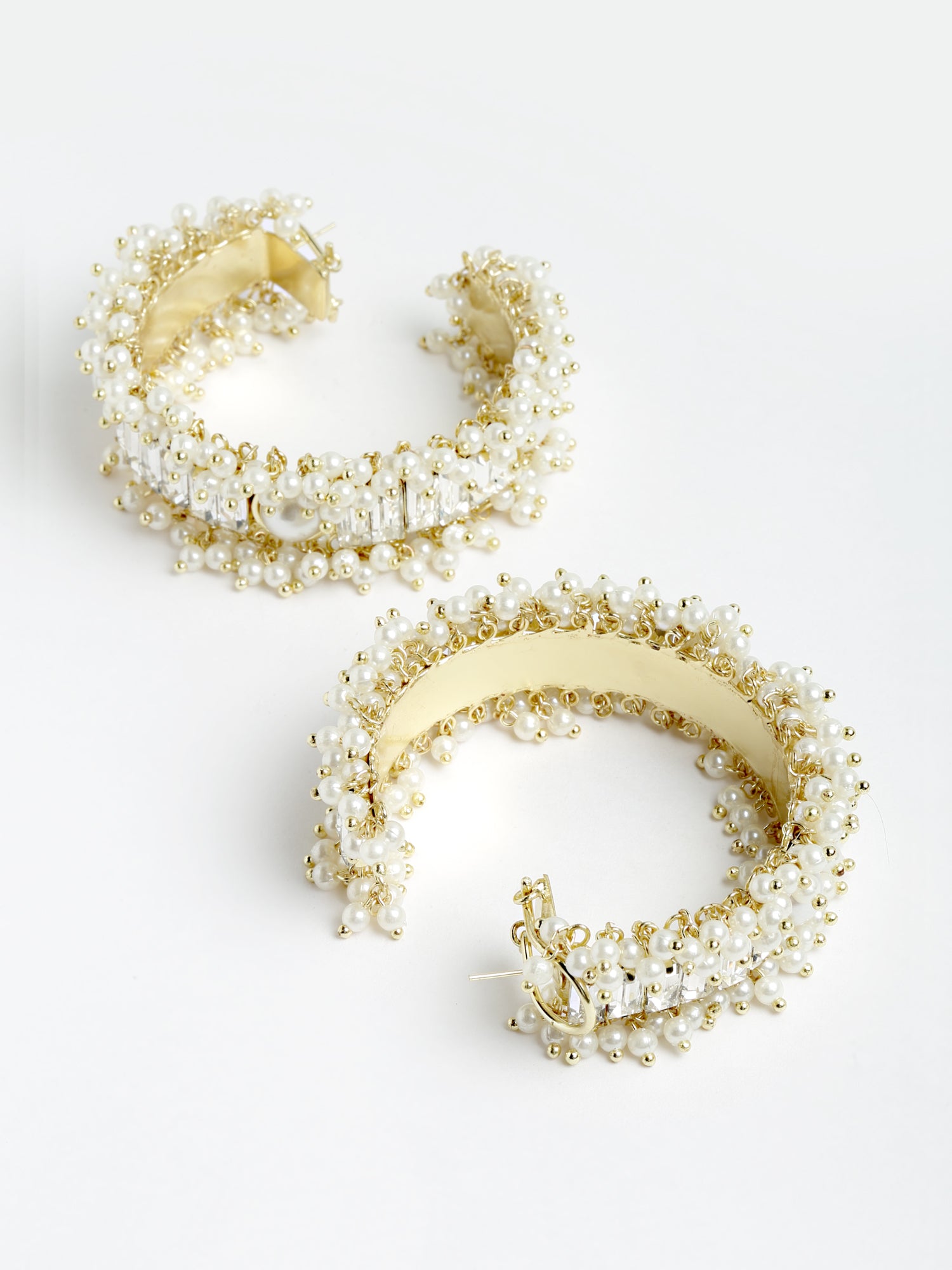 Pearl Half Hoop Earrings