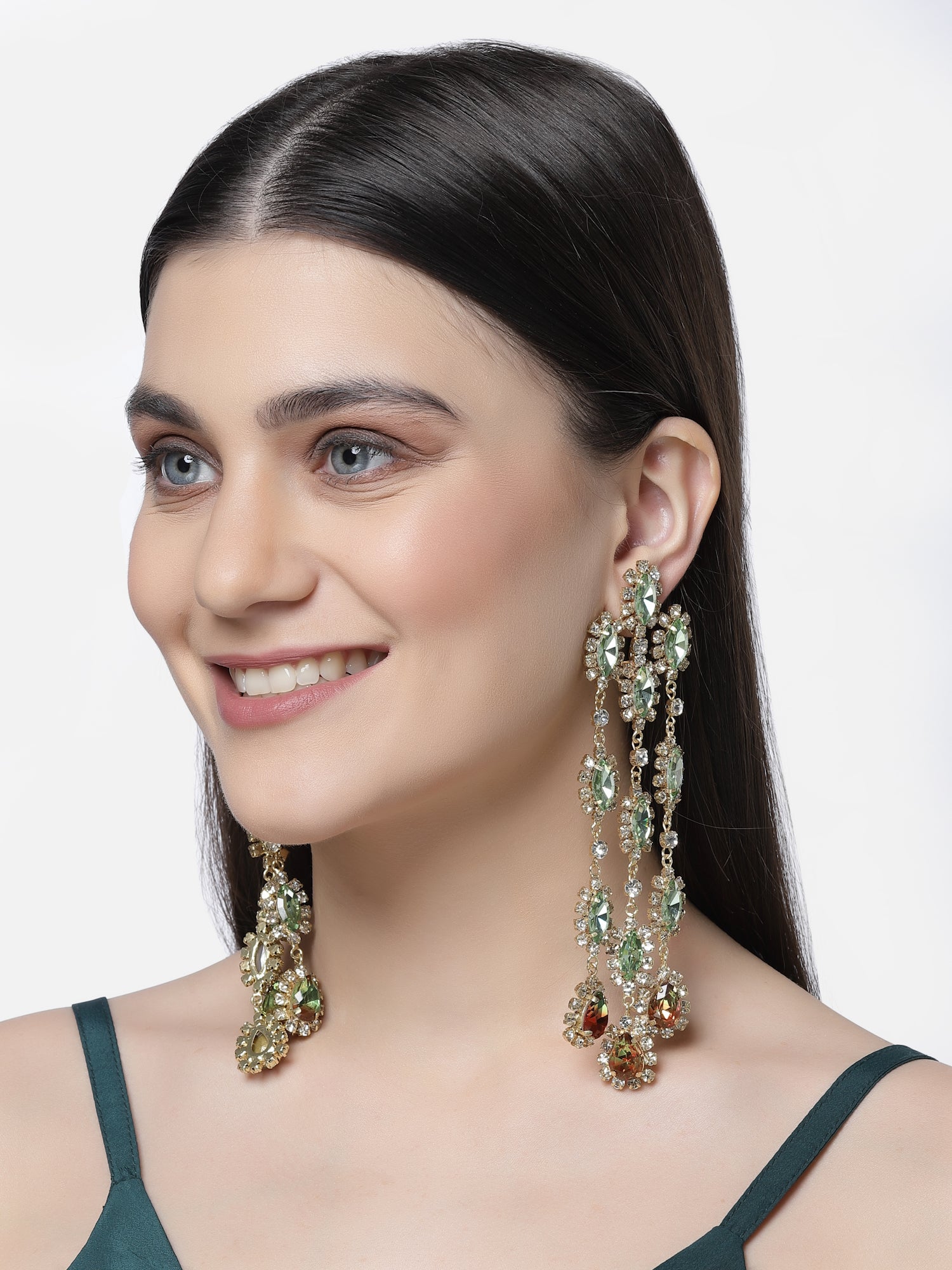 Multi-tiered Crystal Dangler Earrings