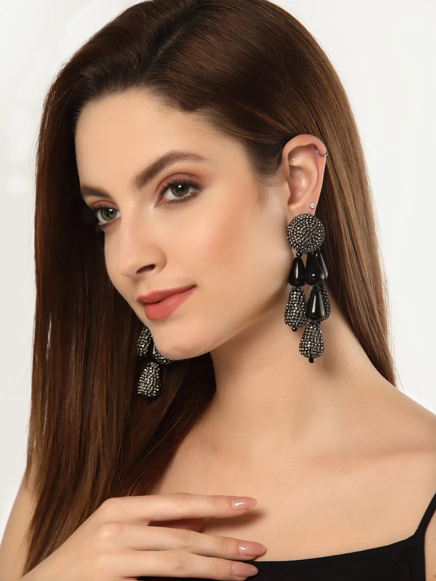 Black Crystal Drop Earrings