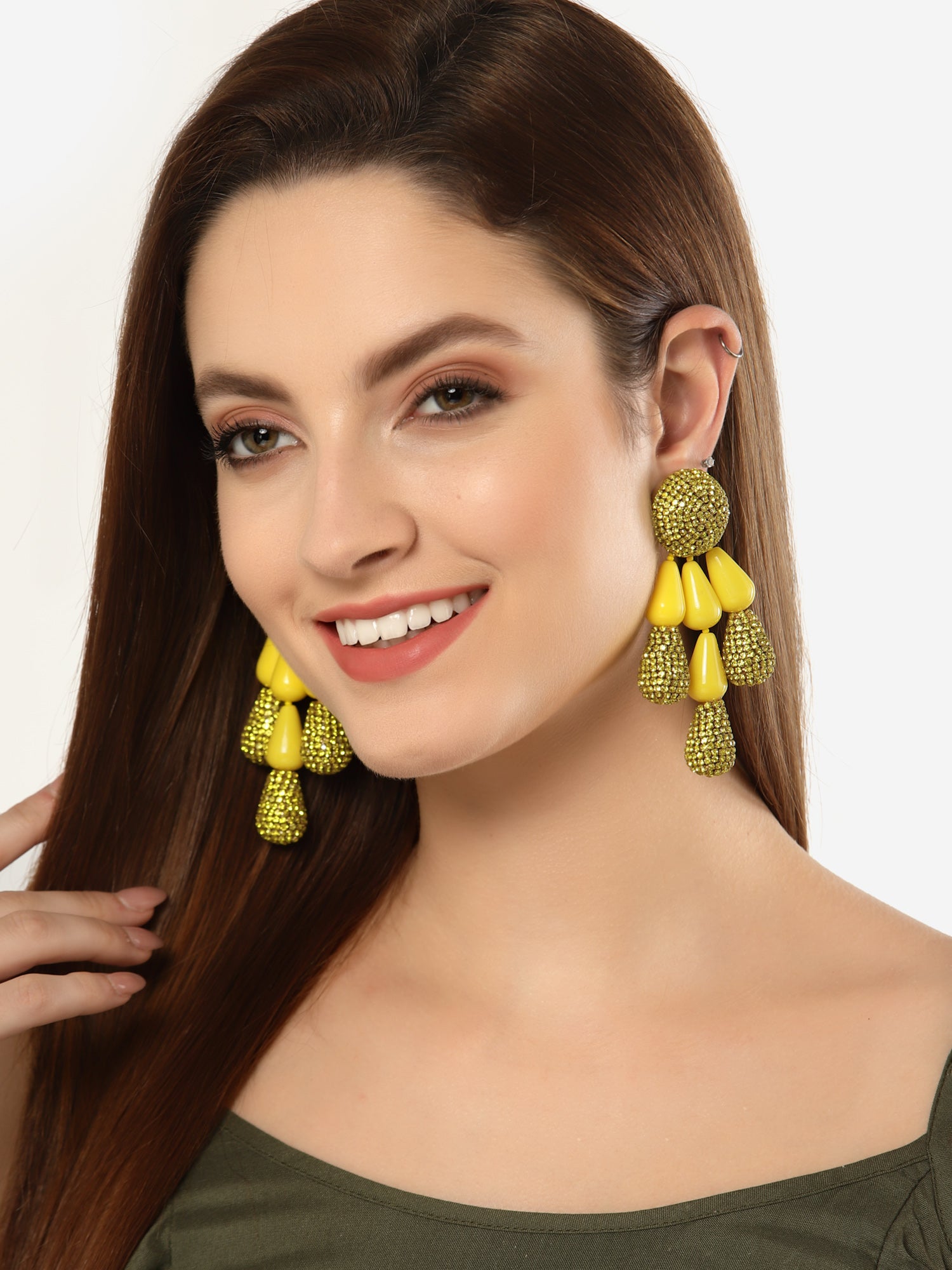 Yellow Crystal Drop Earrings