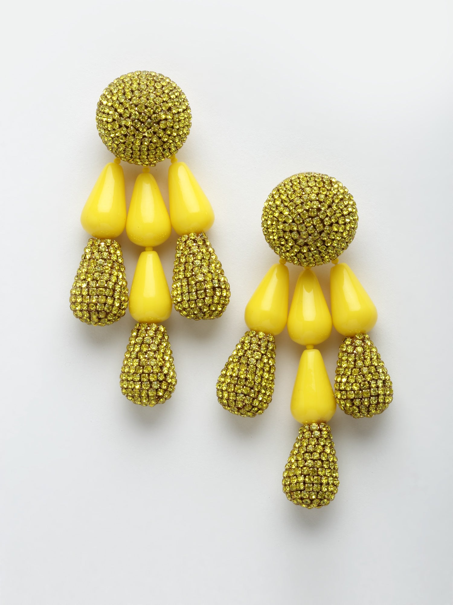 Yellow Crystal Drop Earrings