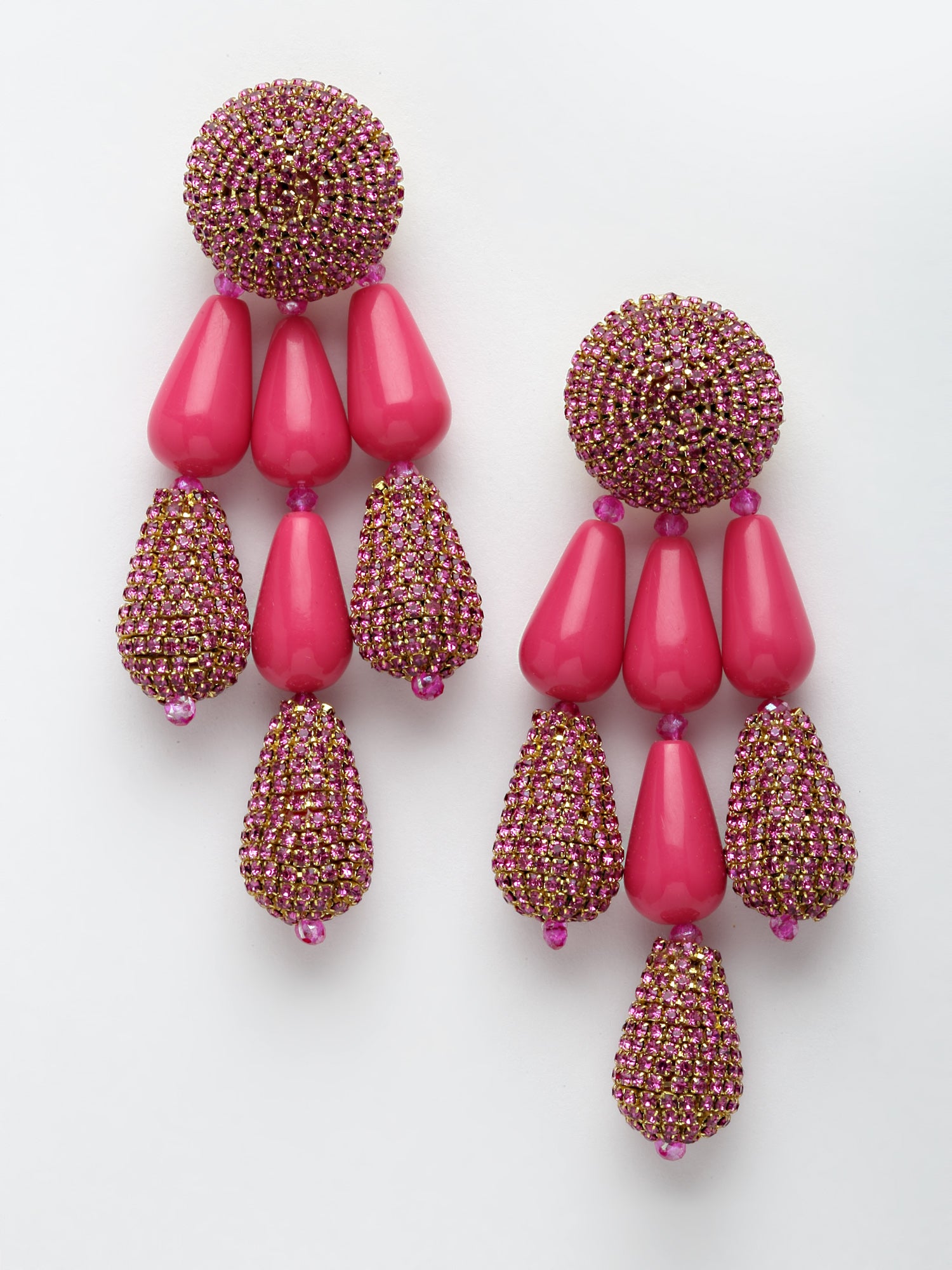 Pink Crystal Drop Earrings