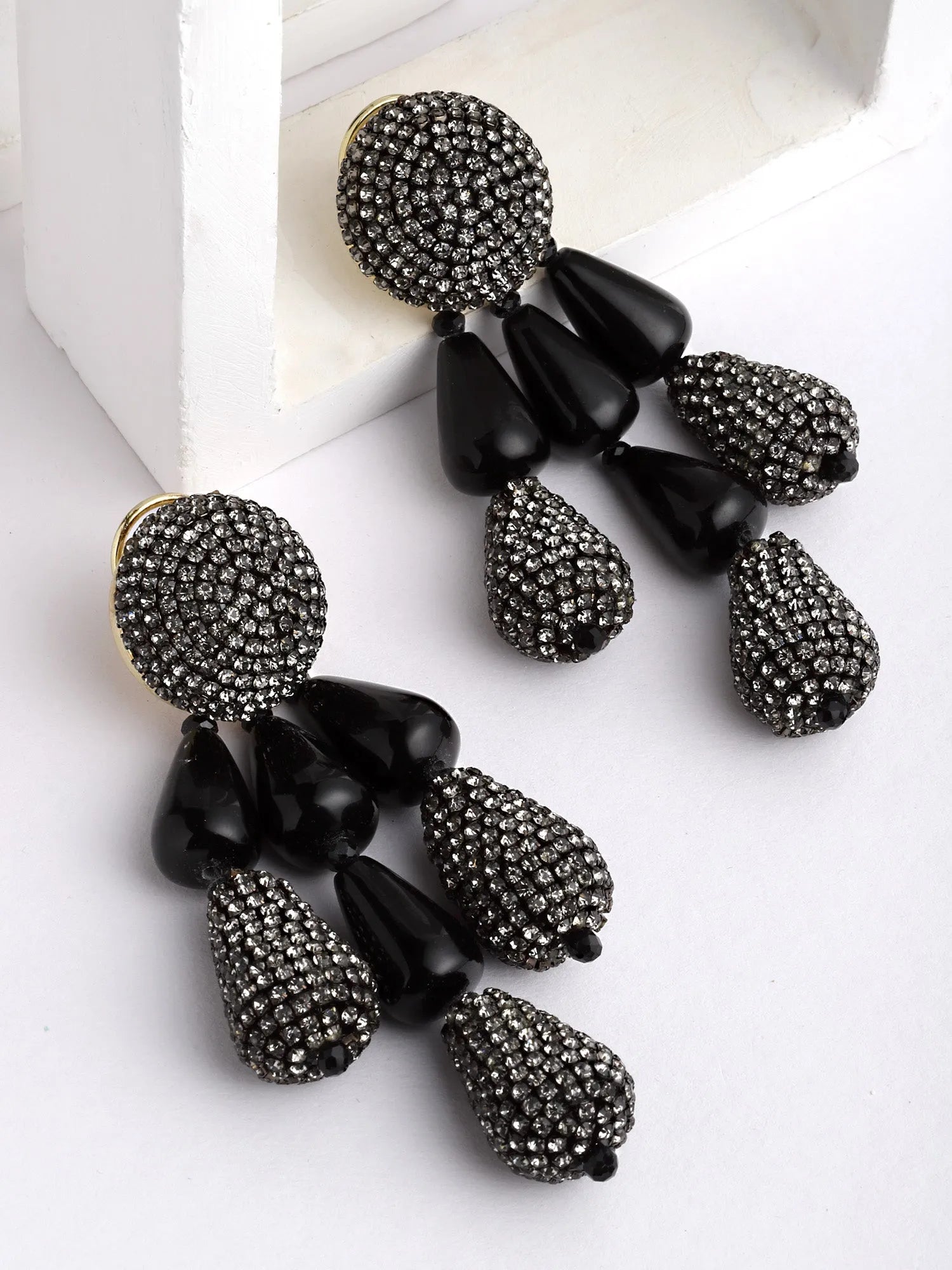 Black Crystal Drop Earrings