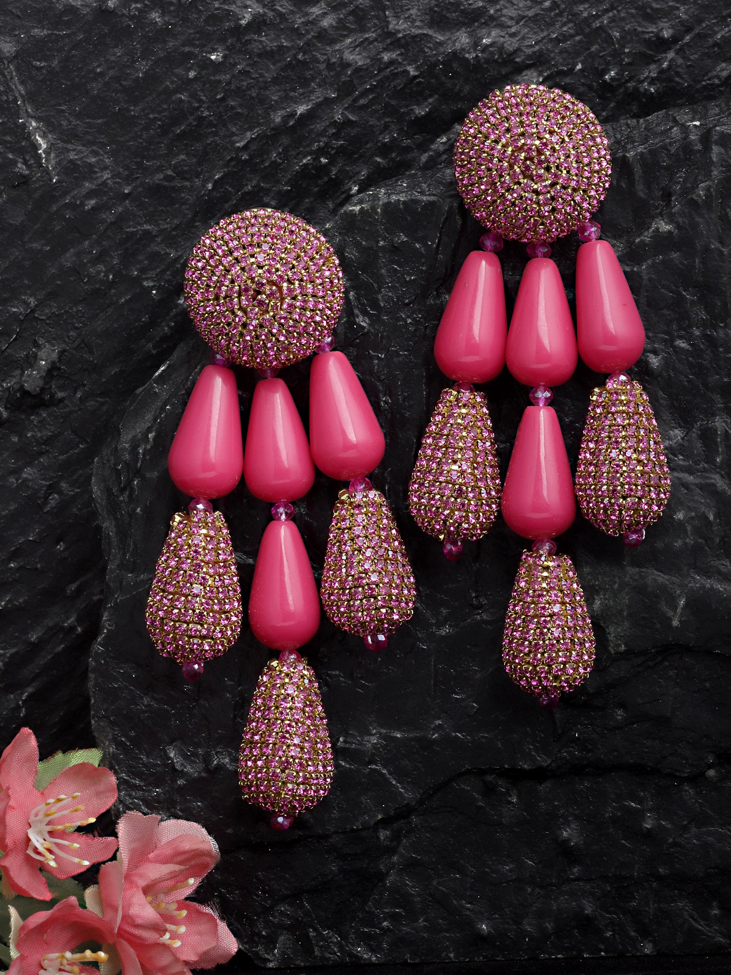 Pink Crystal Drop Earrings