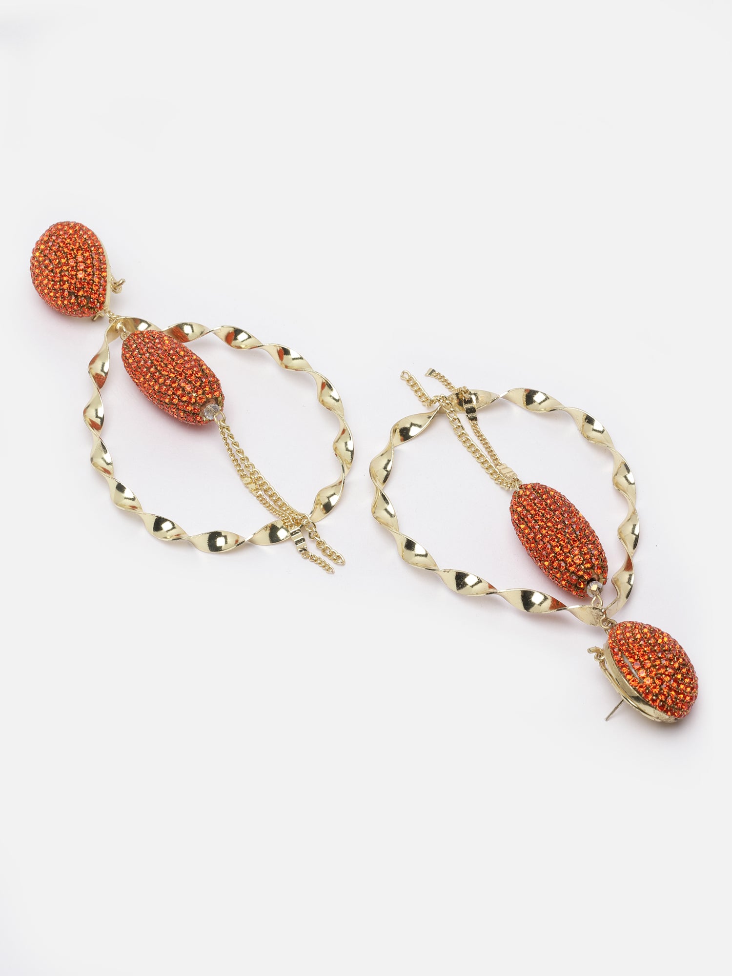 Twirled Orange Hoop Earrings