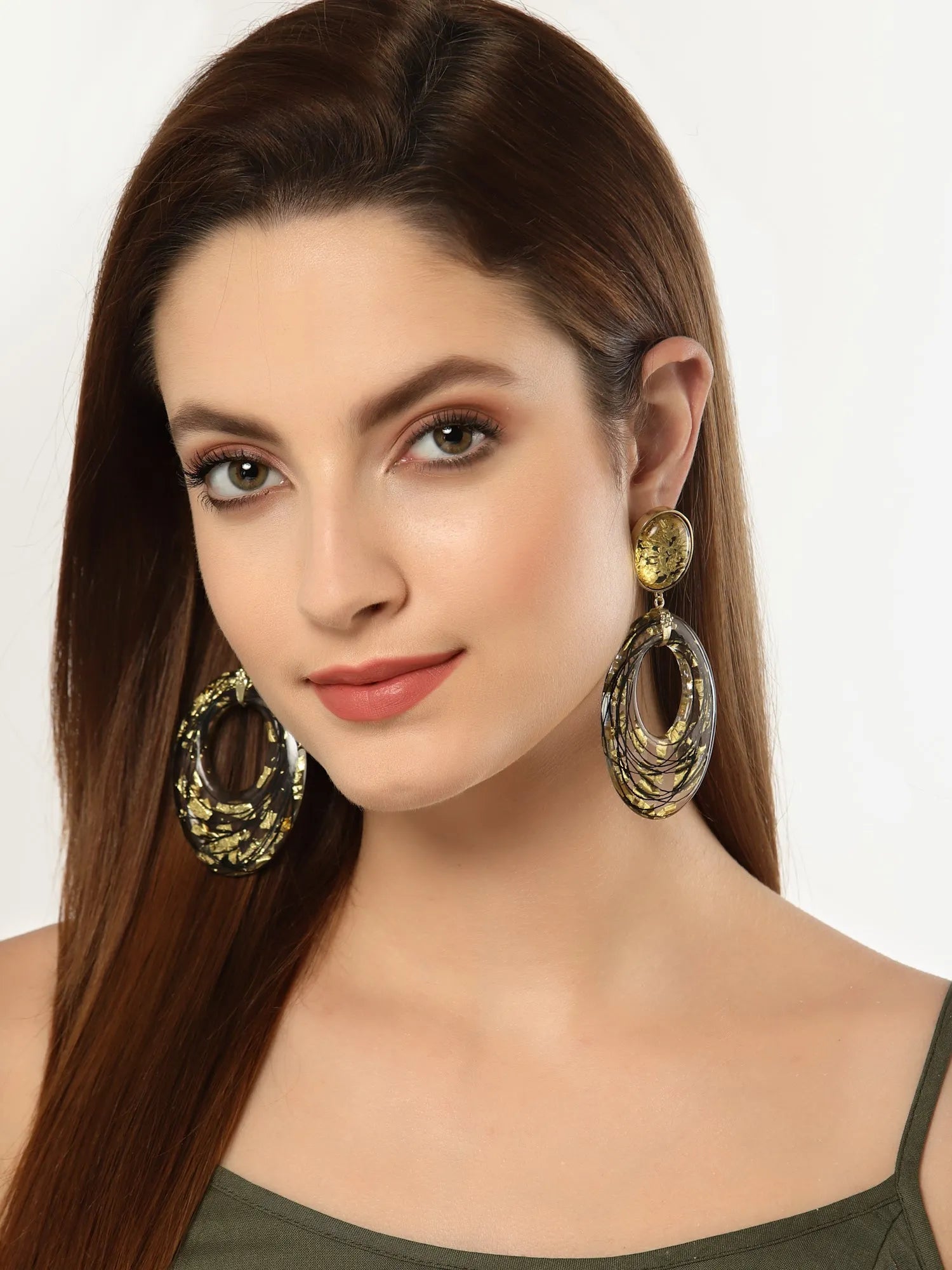 Gold Resin Hoop Earrings