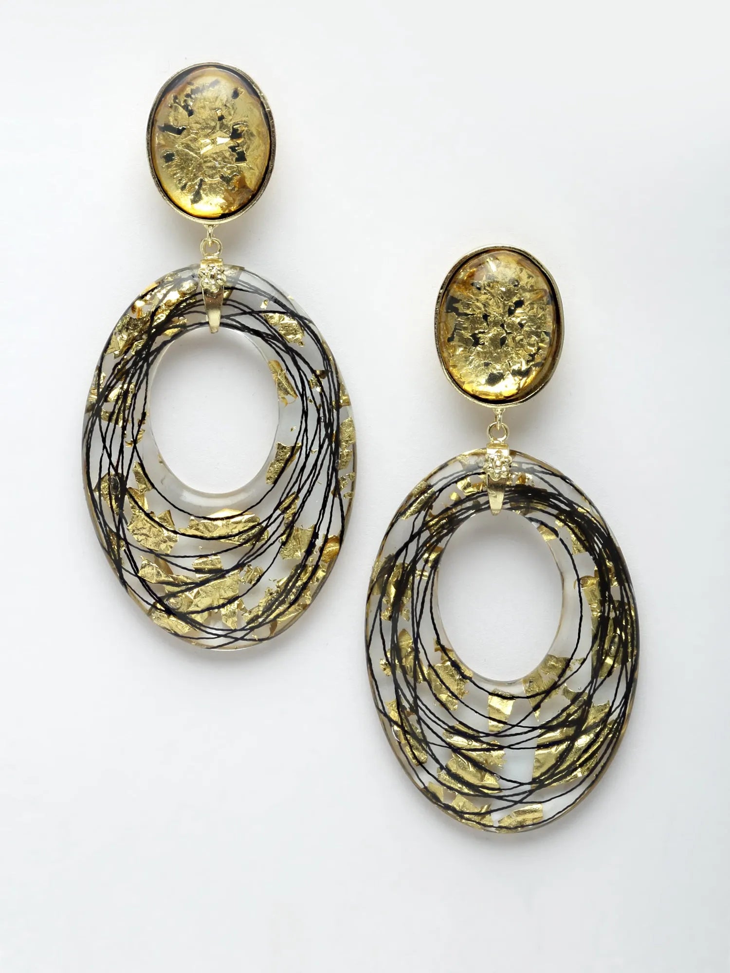 Gold Resin Hoop Earrings