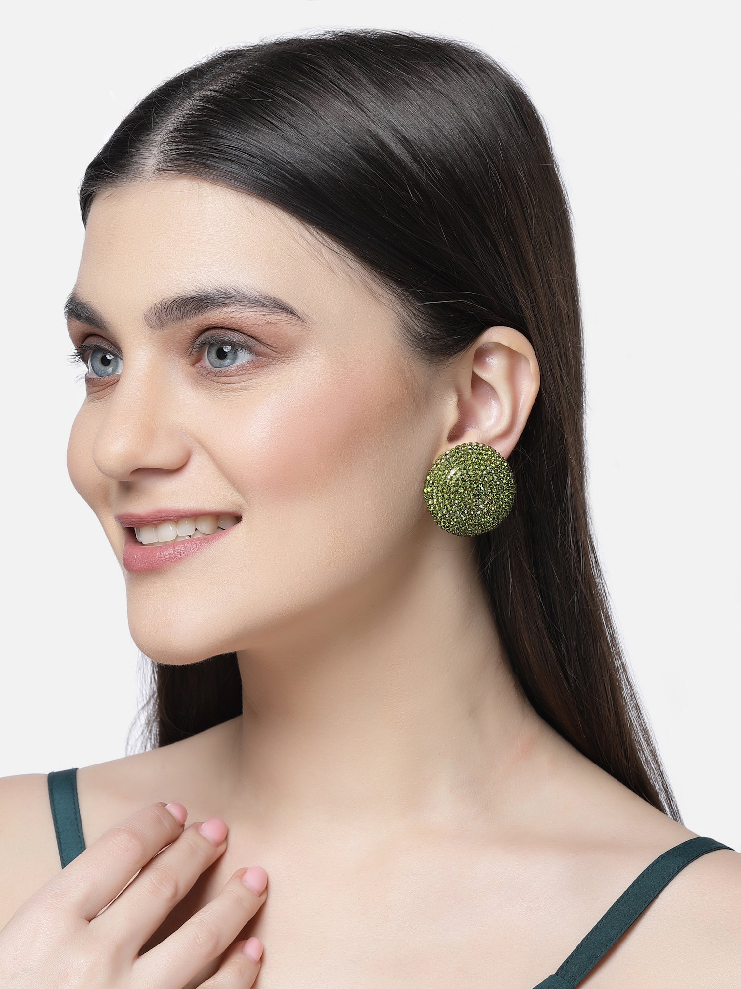 Green Crystal Stud Earrings