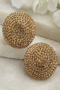 Gold Crystal Round Stud earrings
