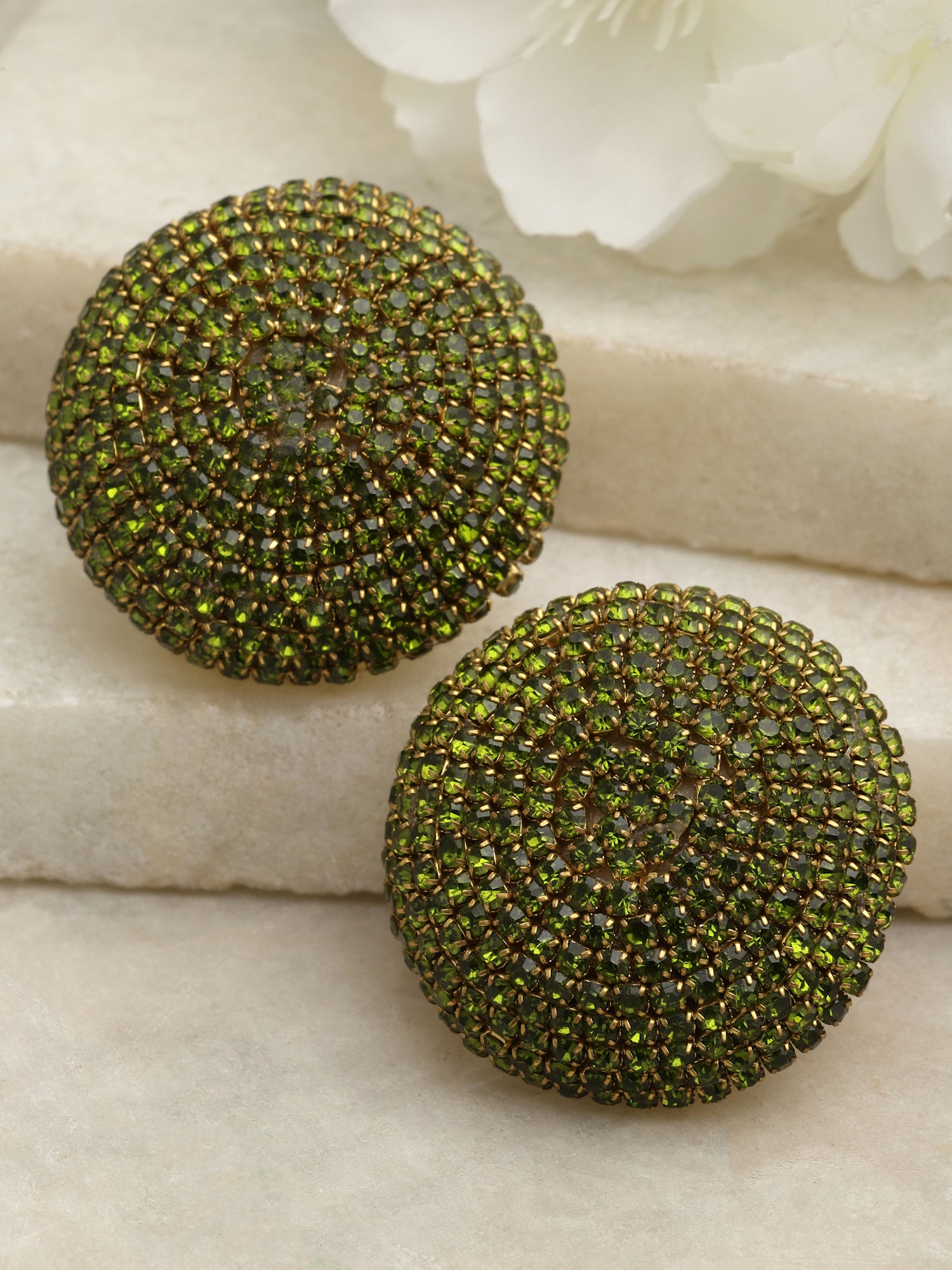 Green Crystal Stud Earrings