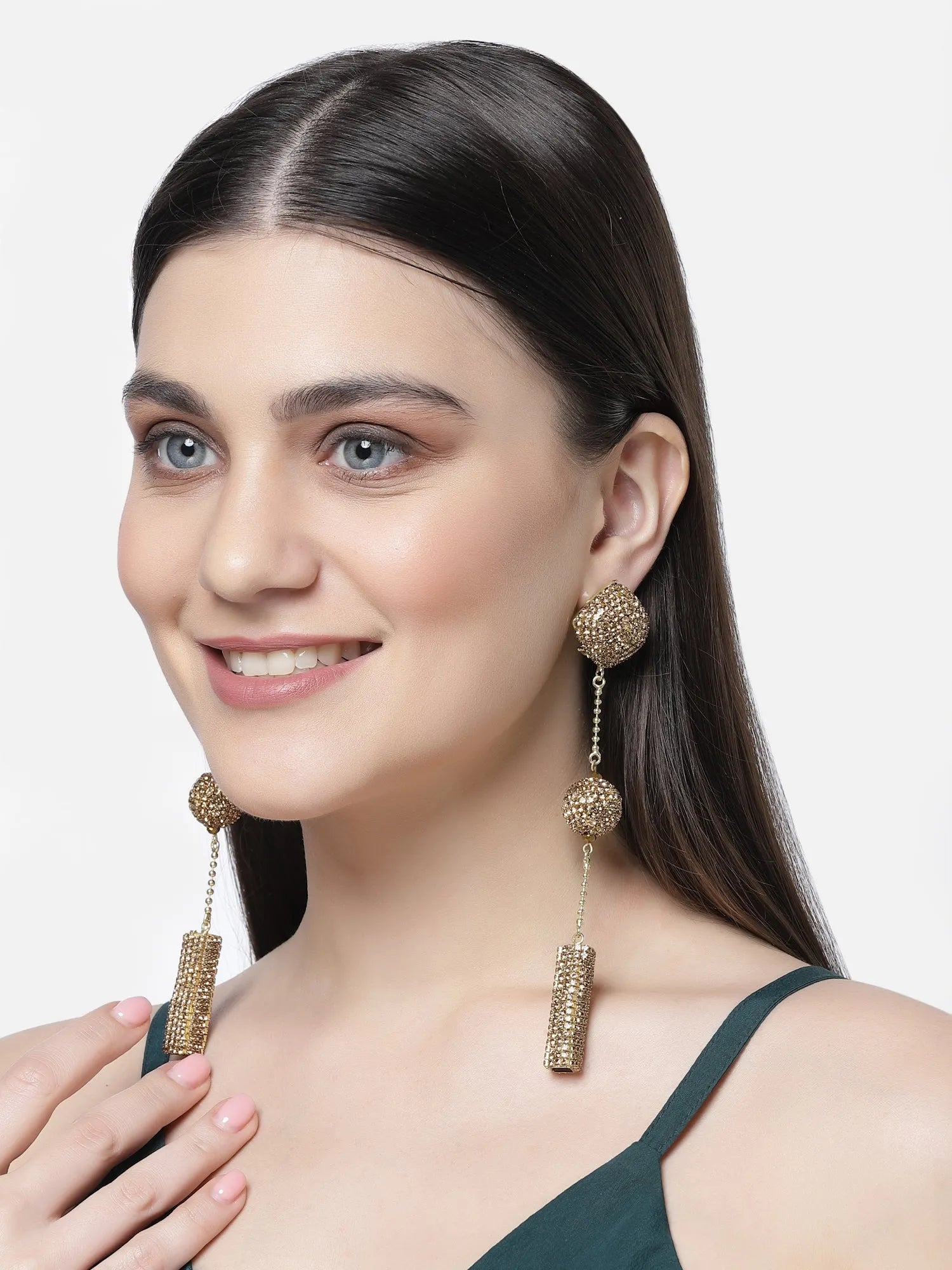 Gold Ball Dangler Earrings