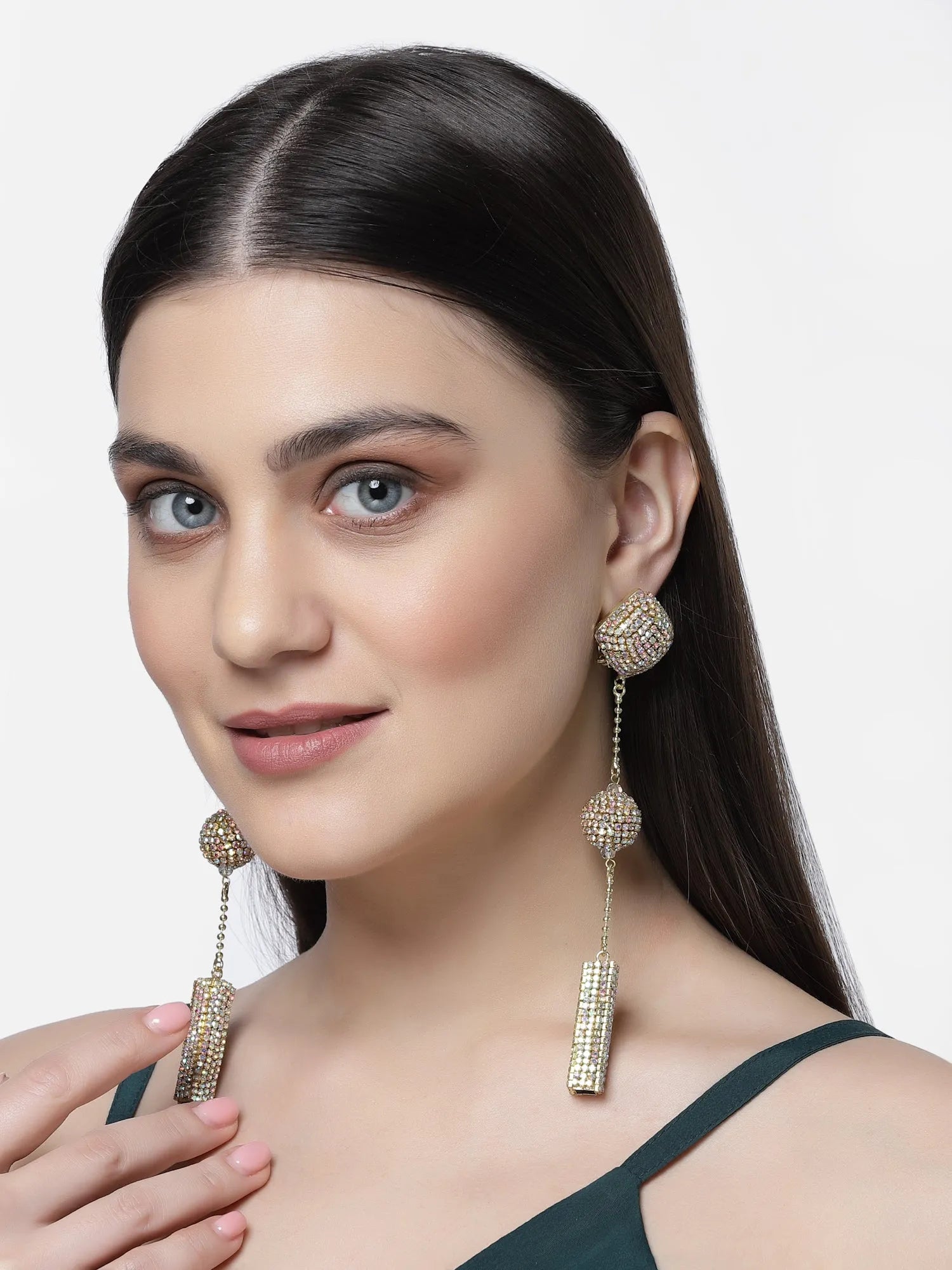 AB Crystal Long Drop Earrings