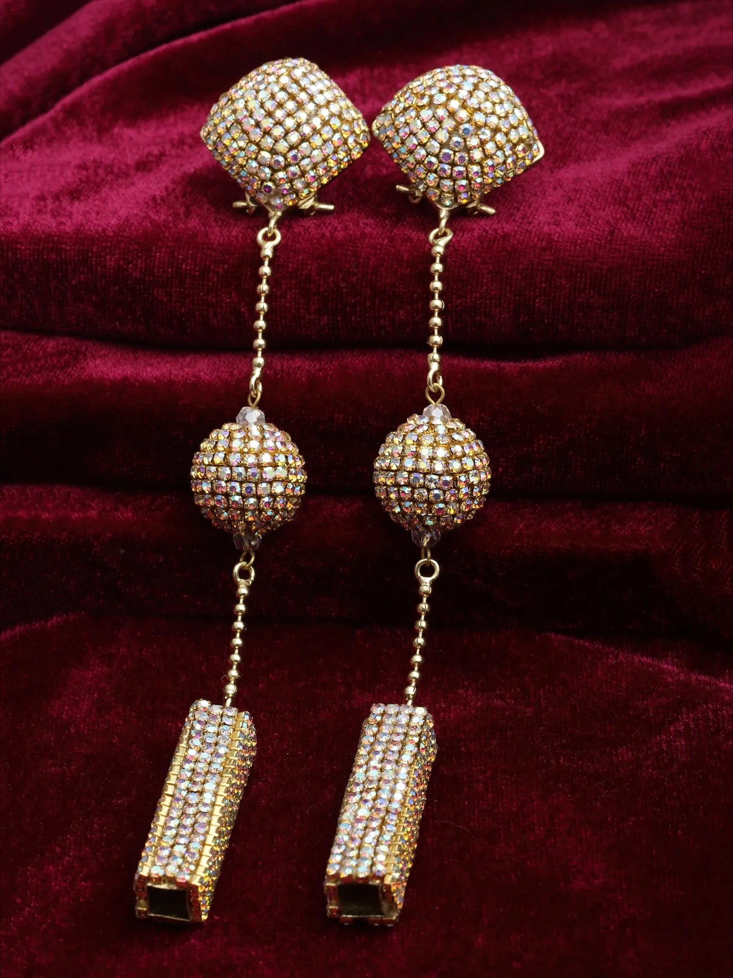 AB Crystal Long Drop Earrings