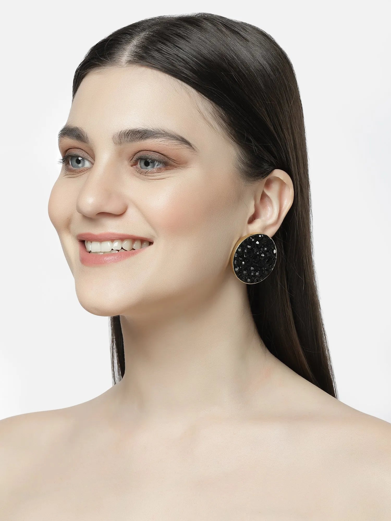 Black Crystal Stud Earrings