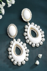 White Pearls Dangler Earrings