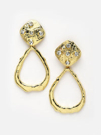 Crystal Hammered Metal Dangler earrings