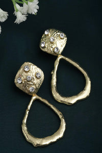 Crystal Hammered Metal Dangler earrings