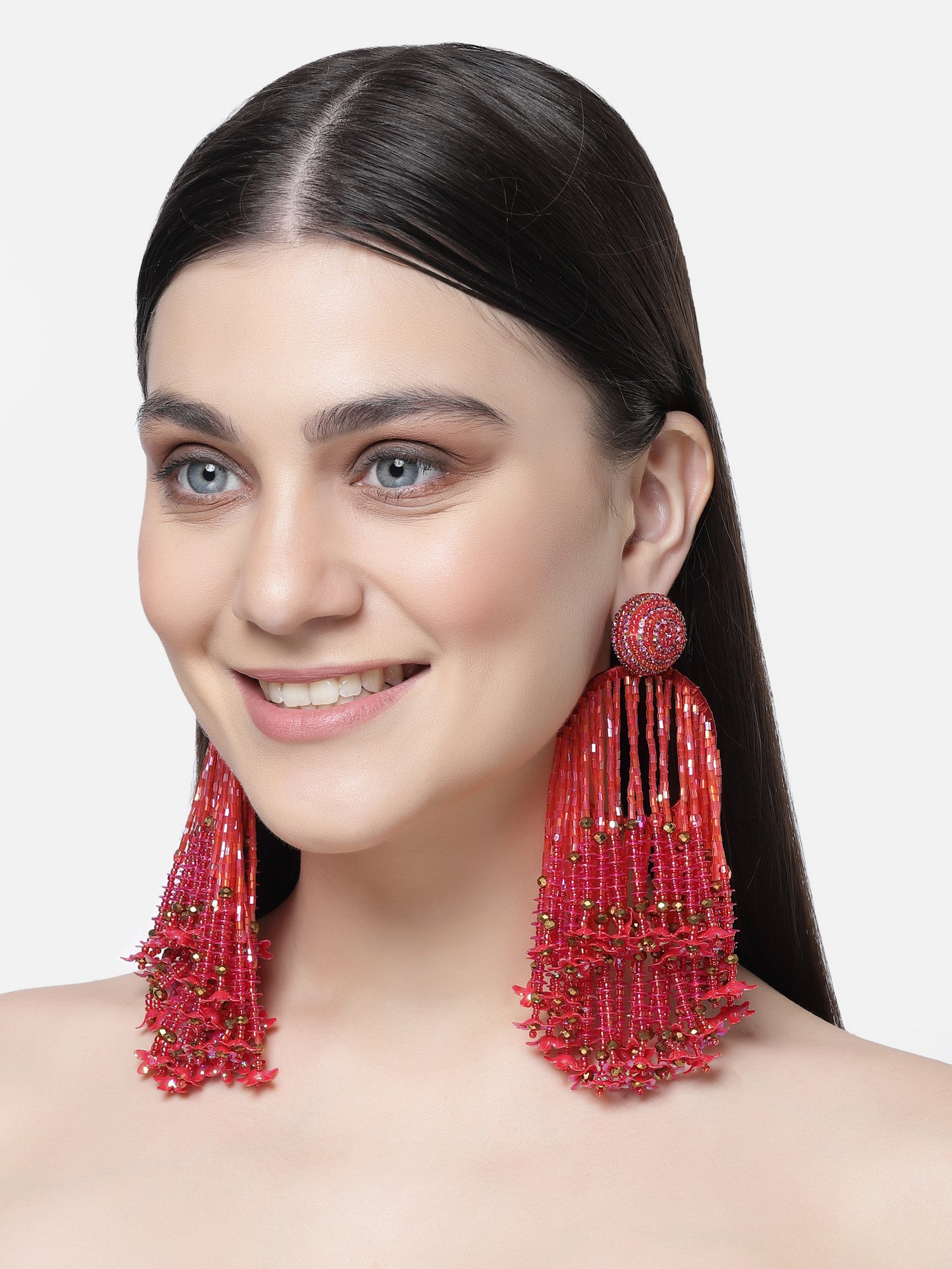 Red Crystal Hoop Earrings