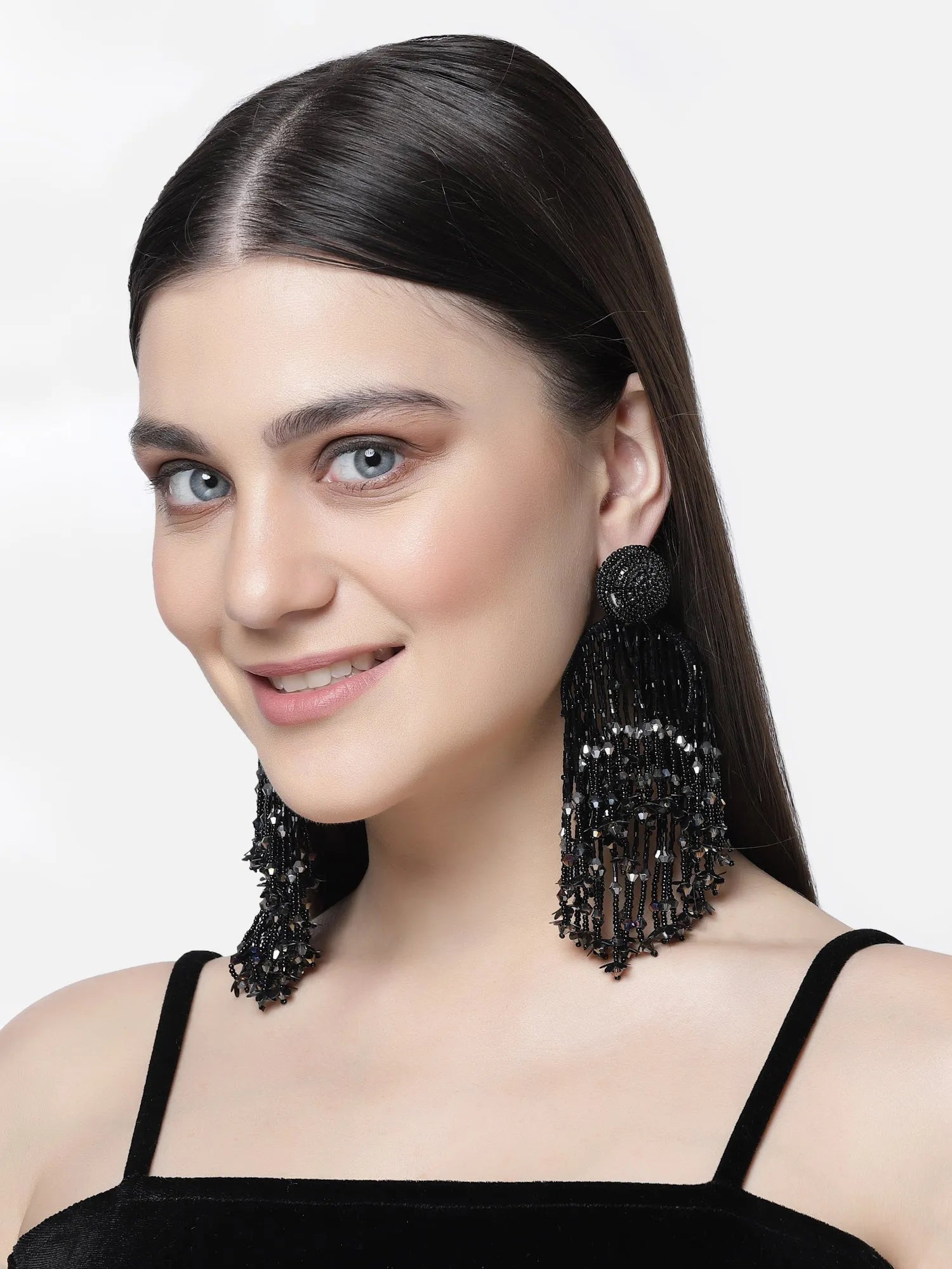 Black Tassel Drop Earrings