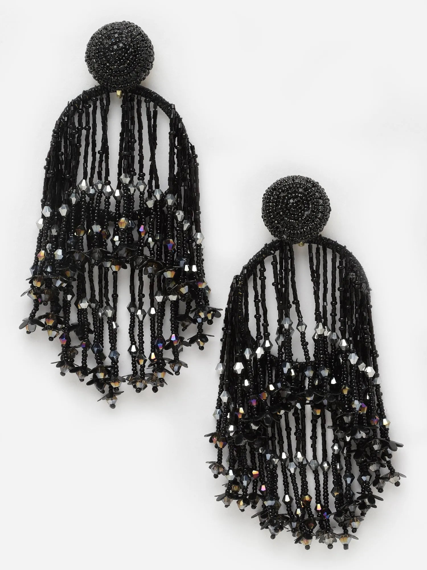 Black Tassel Drop Earrings