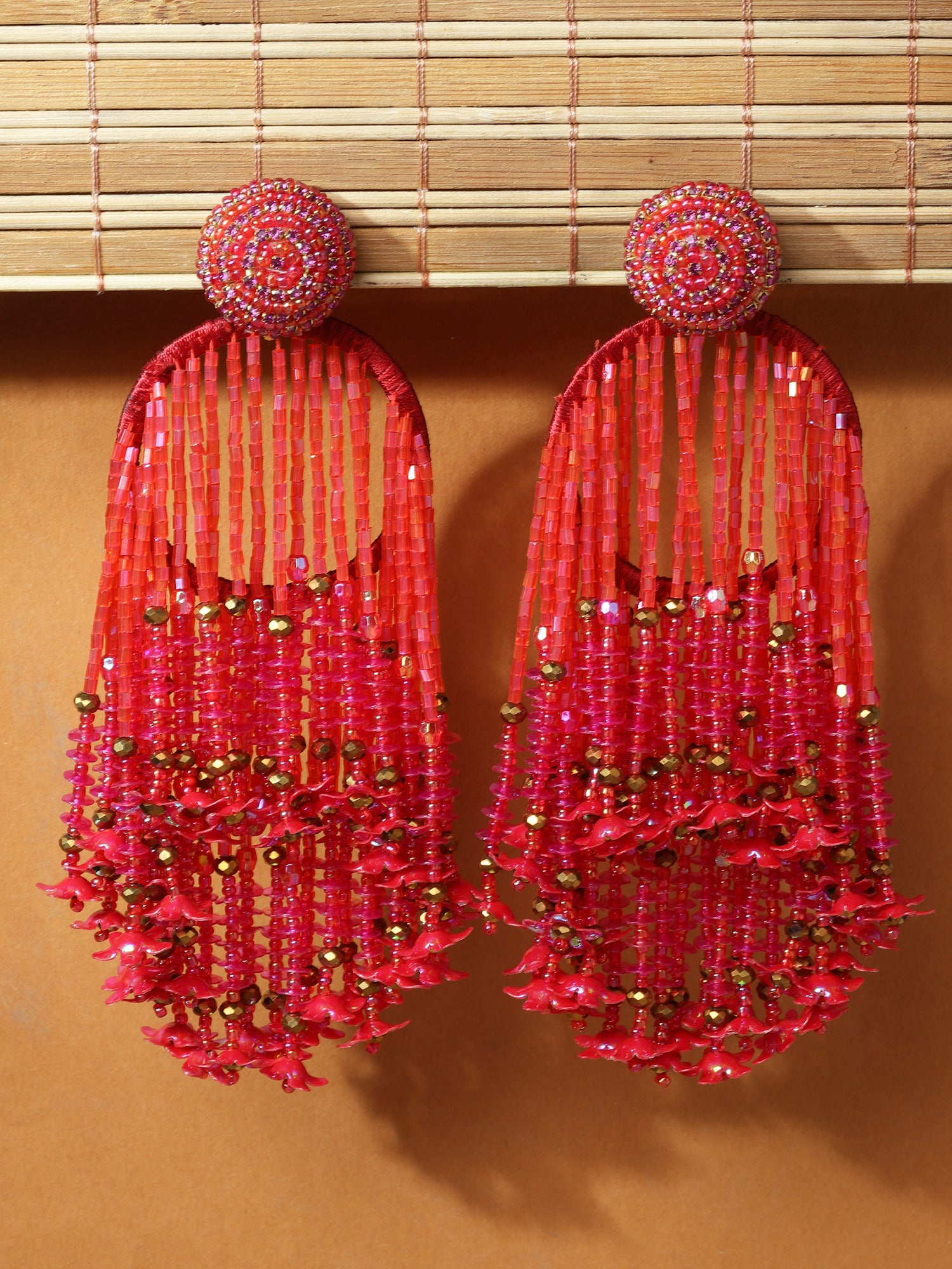 Red Crystal Hoop Earrings