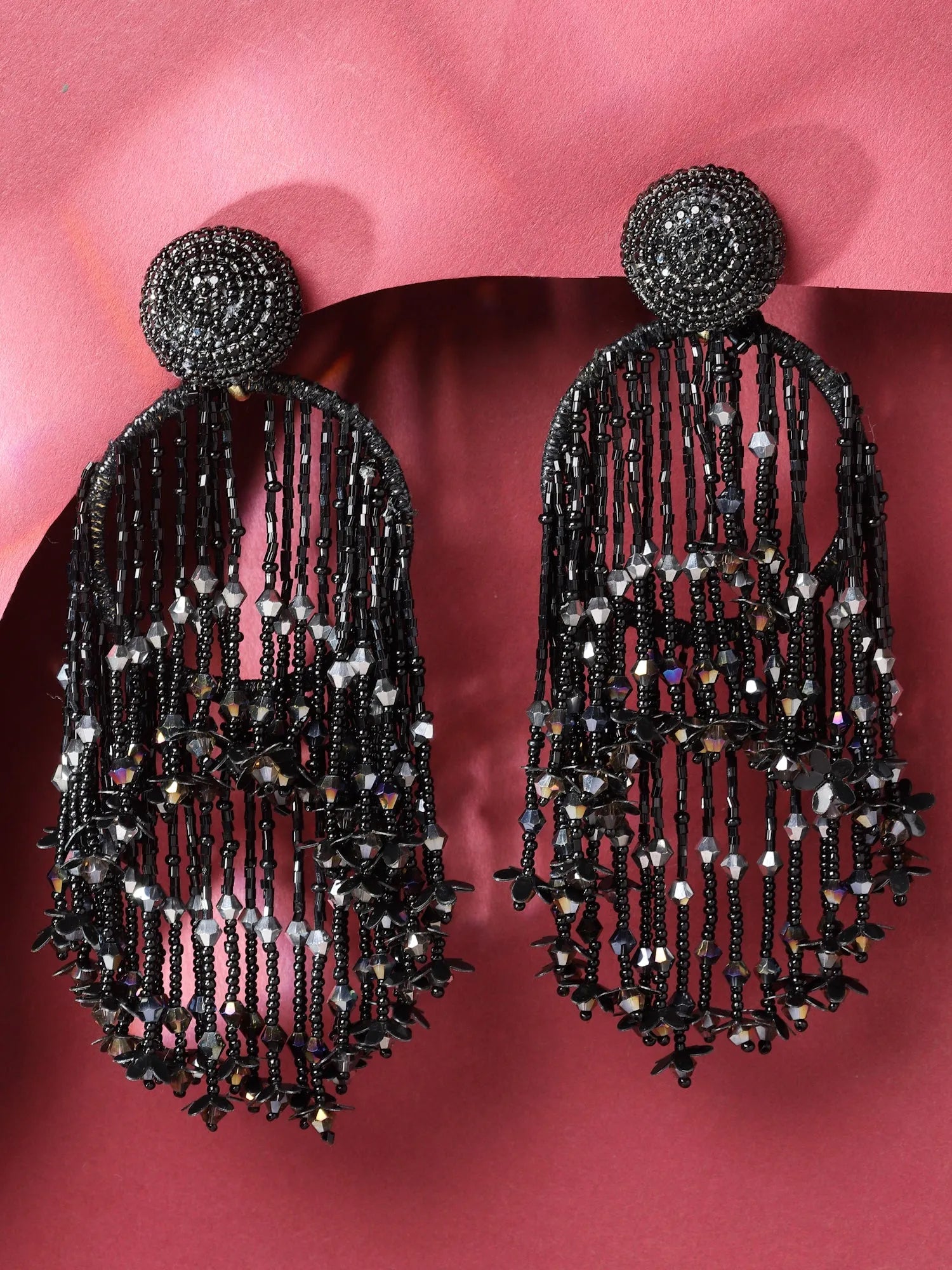 Black Tassel Drop Earrings