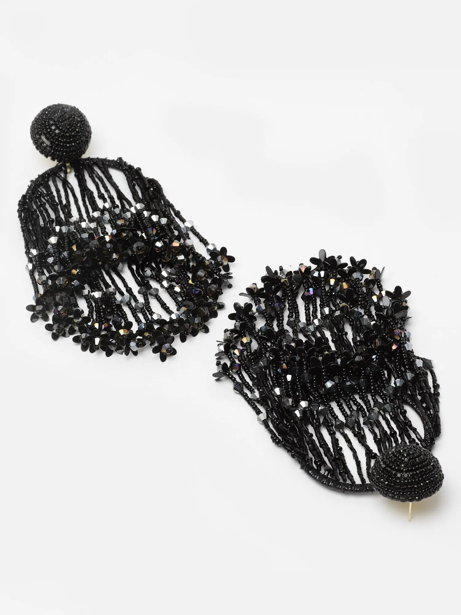 Black Tassel Drop Earrings