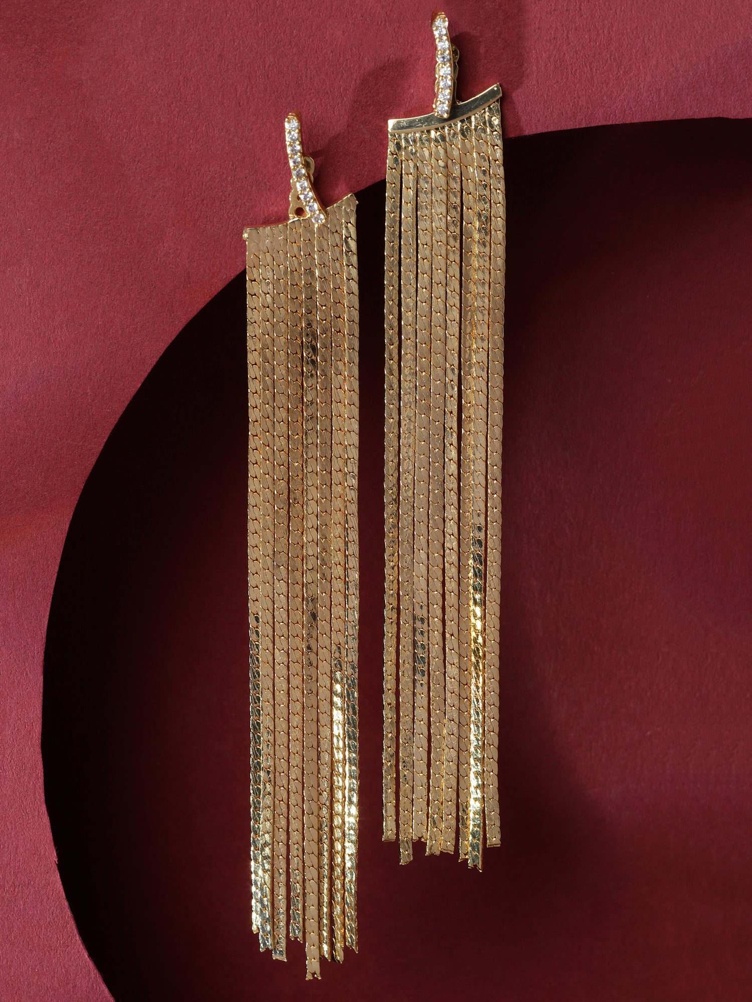 Multi Long Chain Earrings Gold