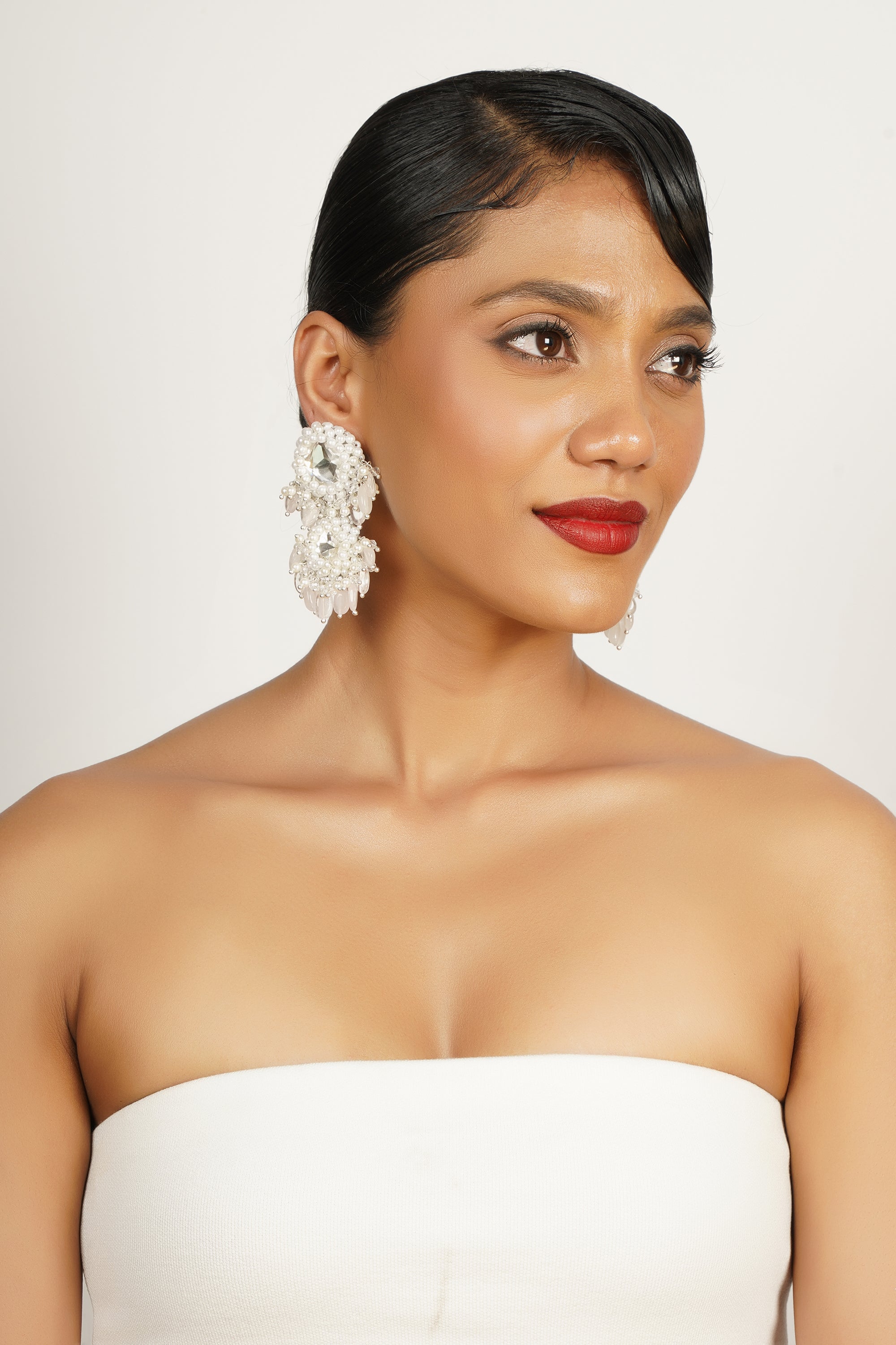 White Chandelier Earrings