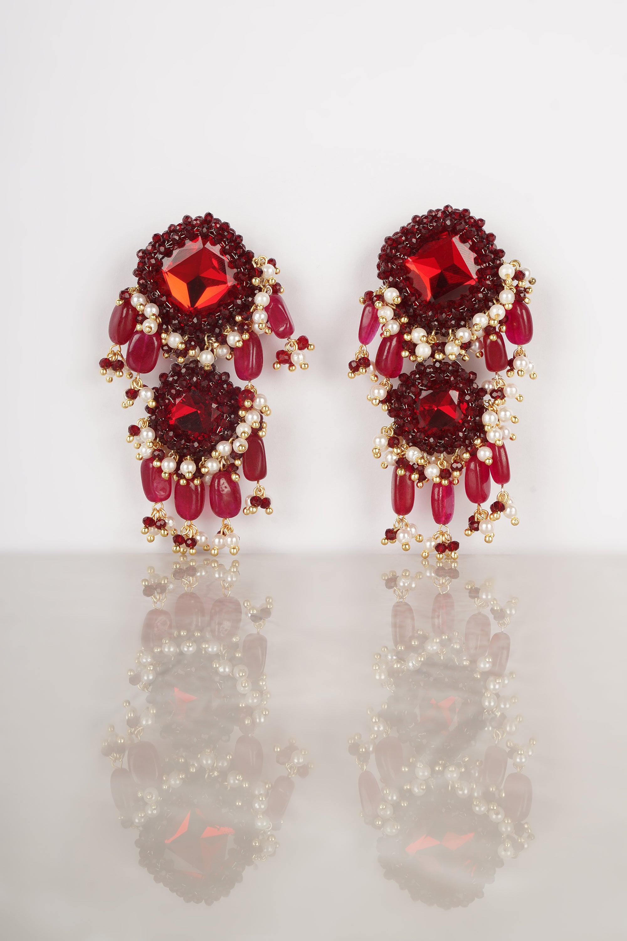 Red Chandelier Earrings