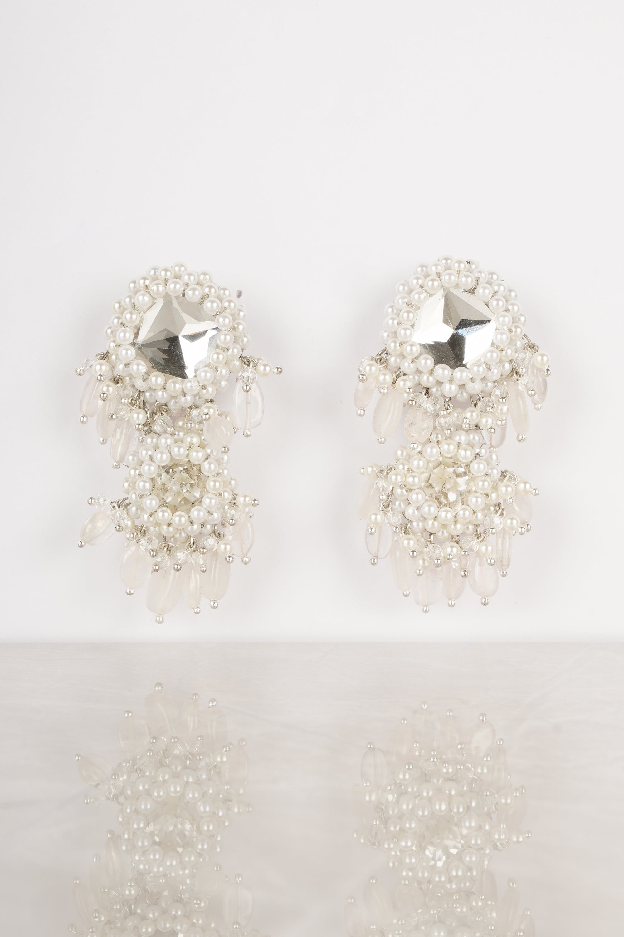 White Chandelier Earrings