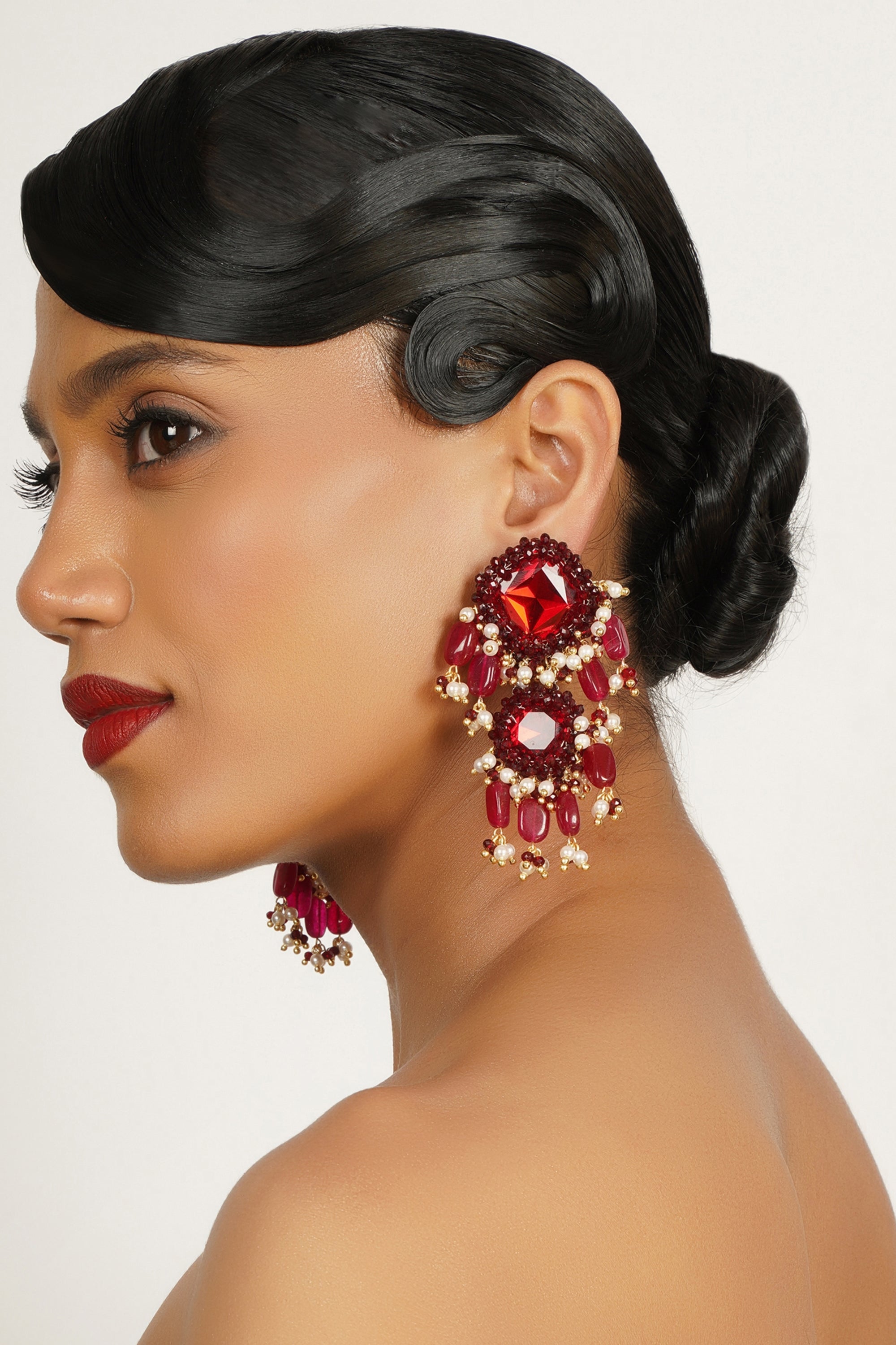 Red Chandelier Earrings