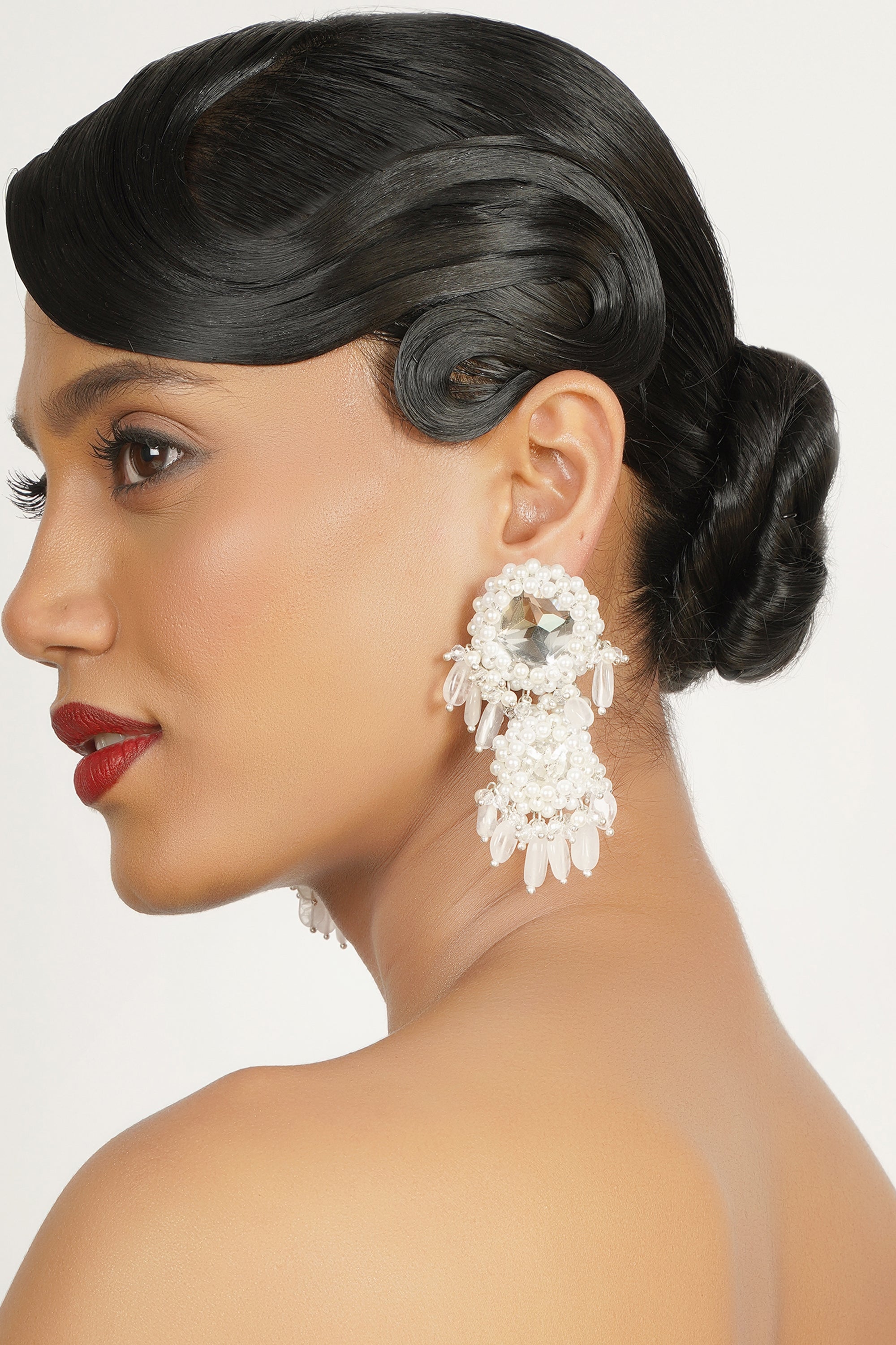 White Chandelier Earrings