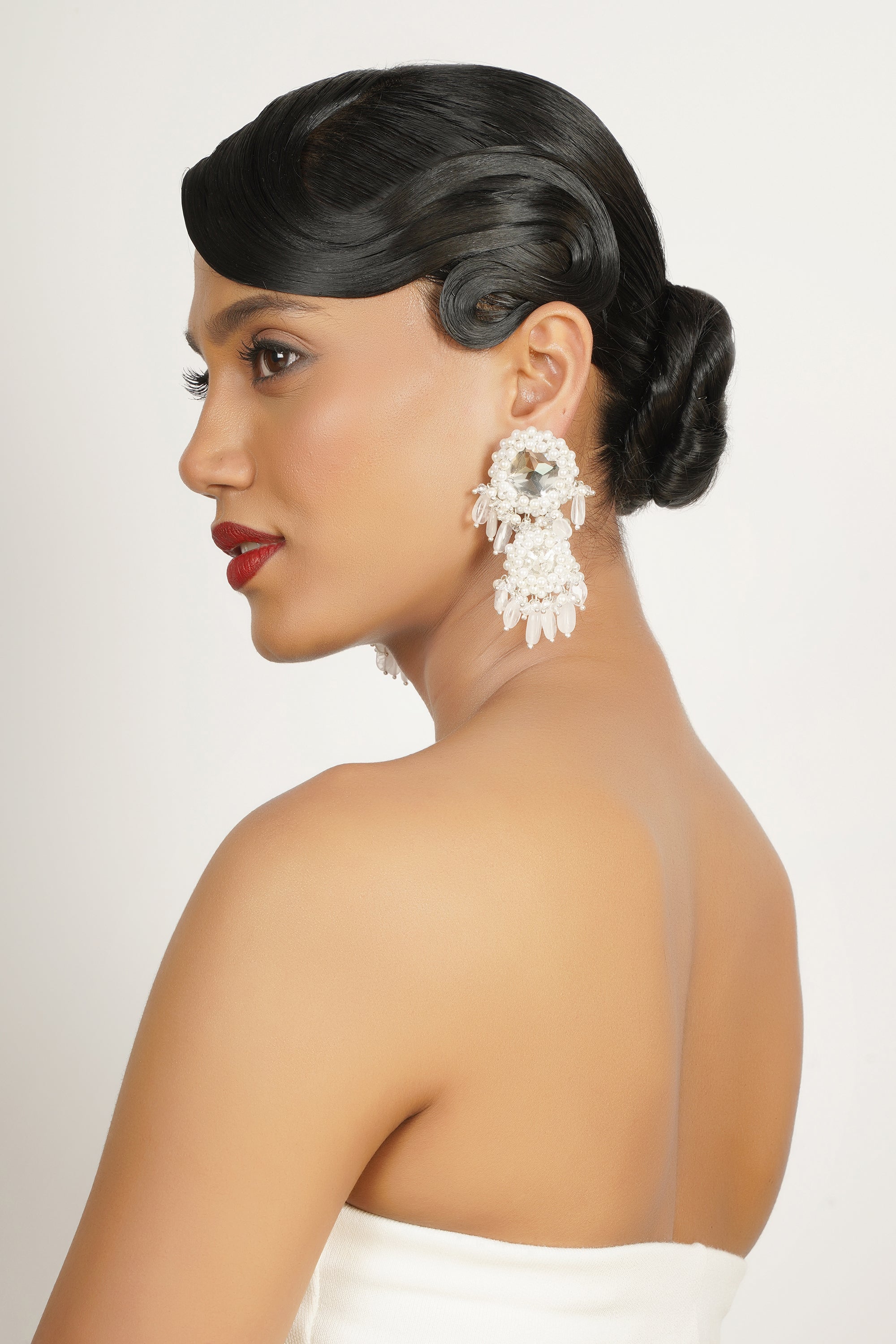 White Chandelier Earrings