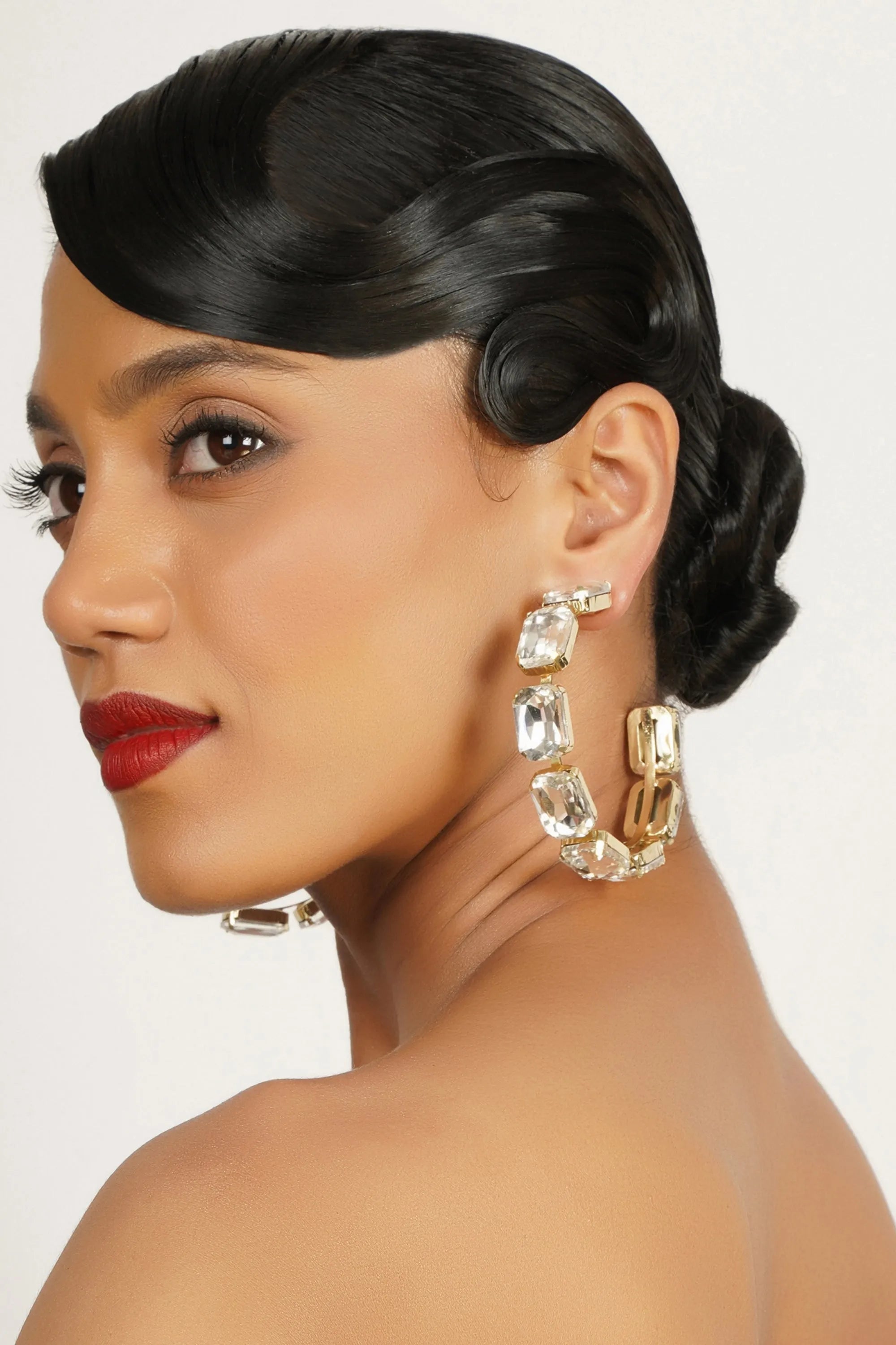 Crystal Half Hoop Earrings