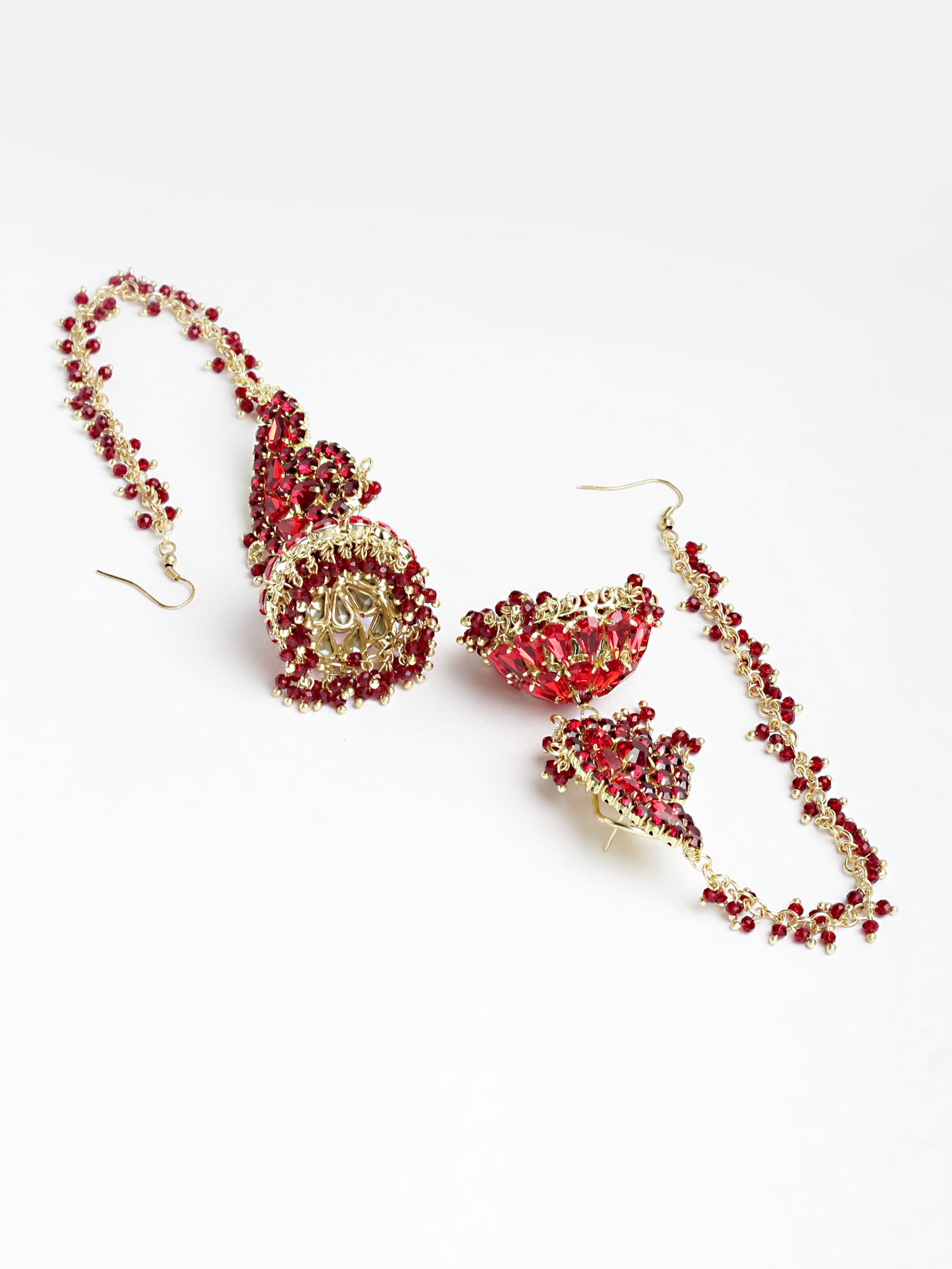 Red Ambi Jhumka Earrings