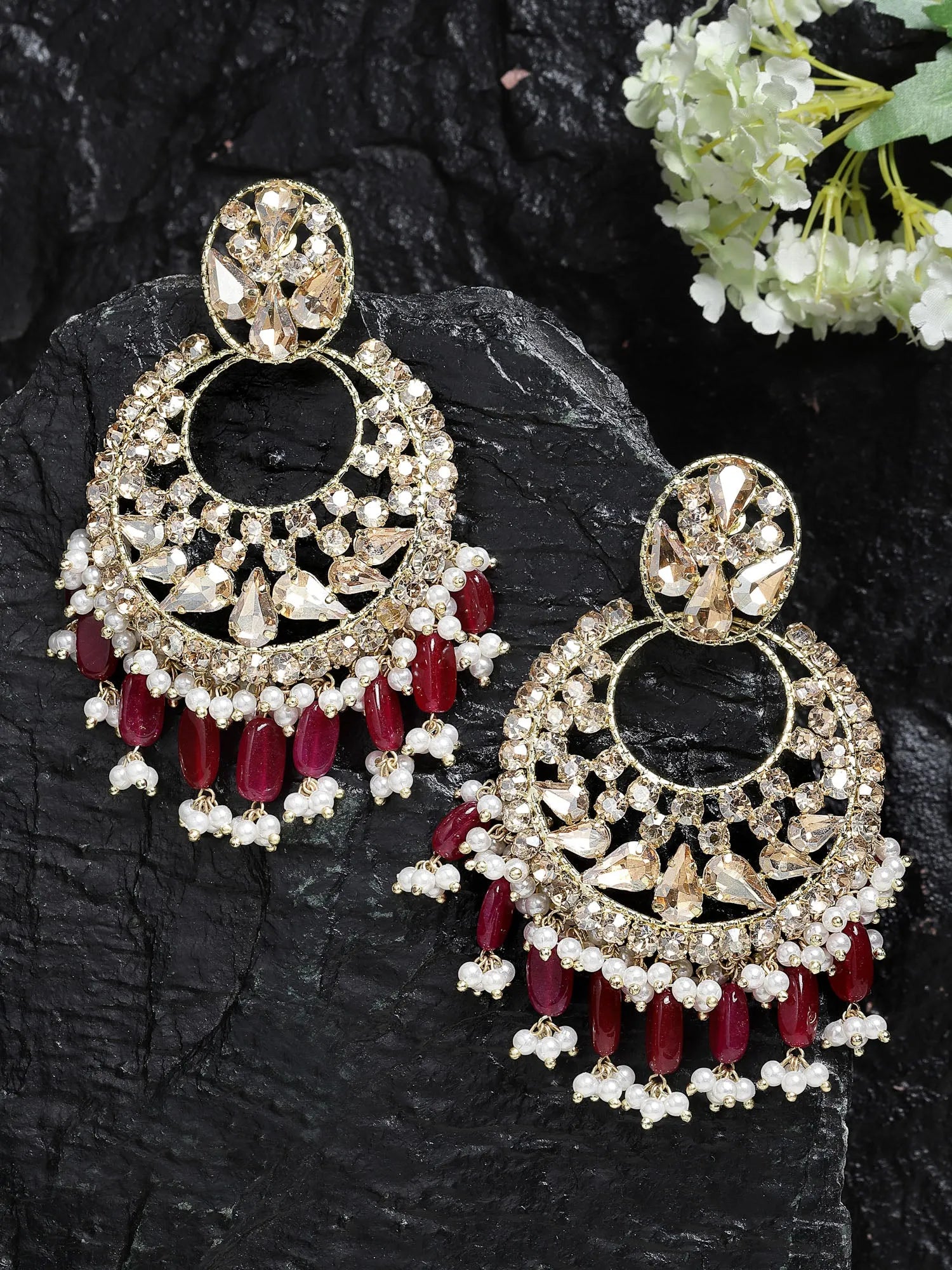 Gold Chandelier Jhumka Earrings