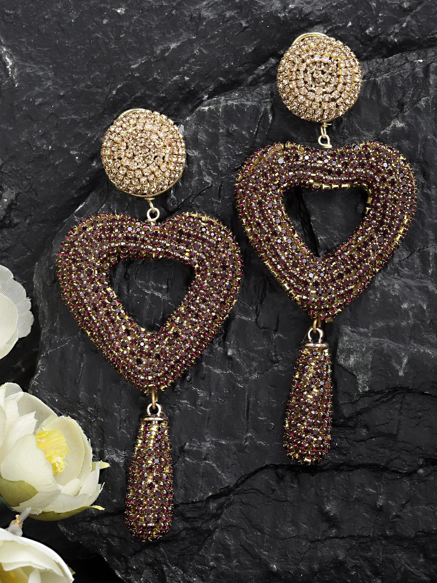 Crystal Heart Dangle Earrings