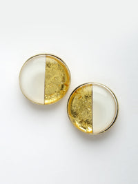 White and Gold Stud Earrings