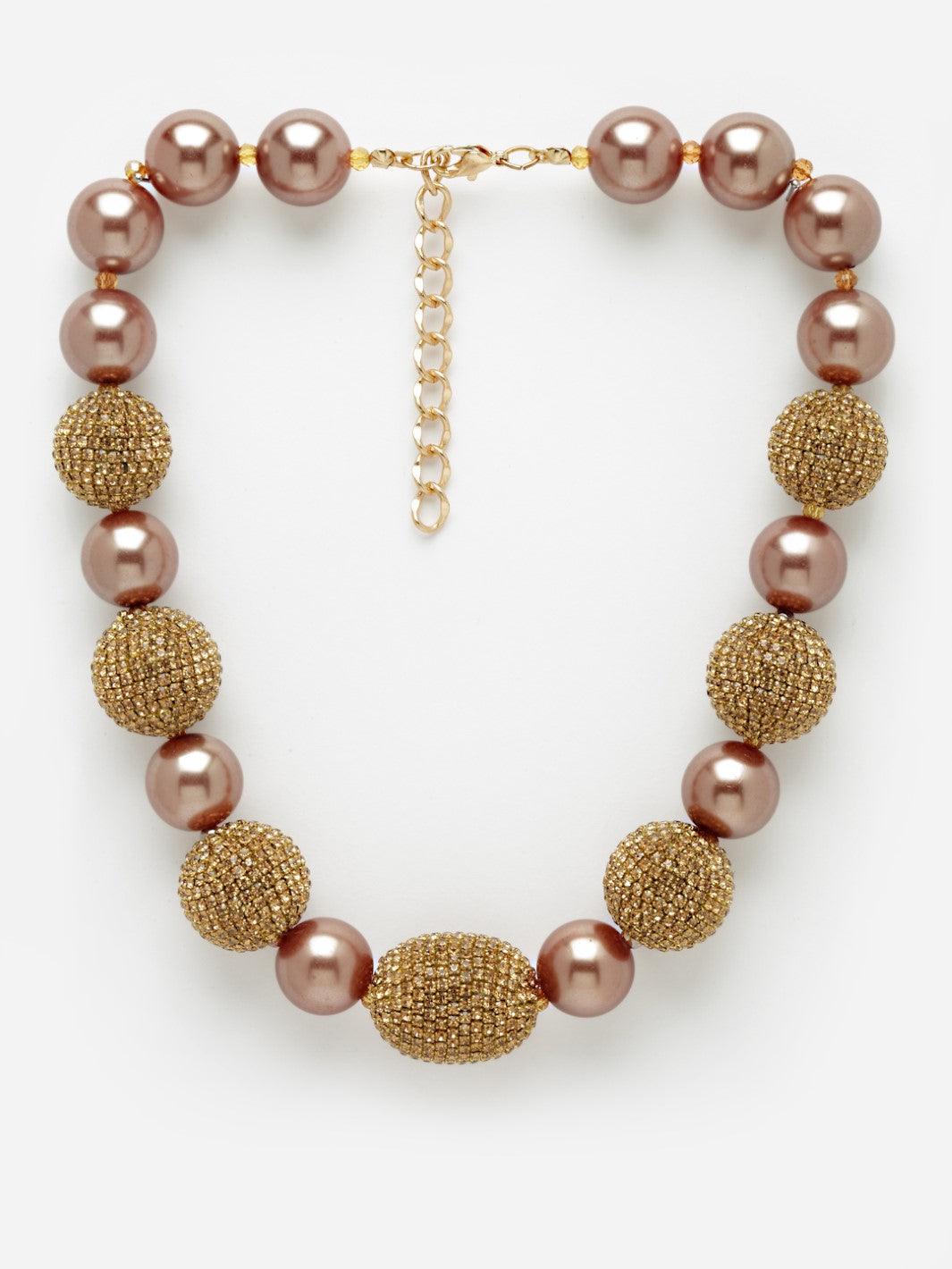 Crystal and Pearl Ball Necklace - Bijoux by Priya
